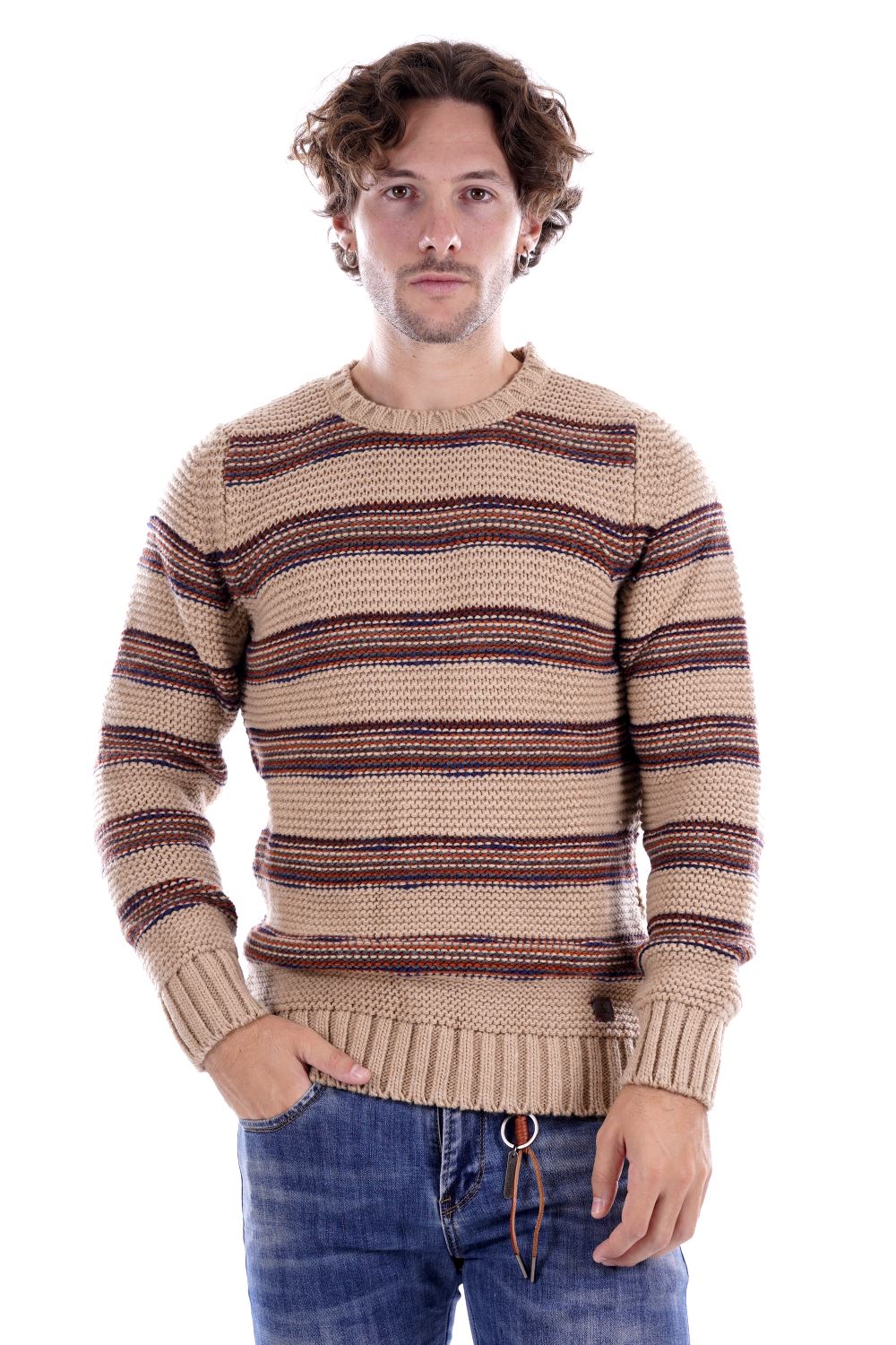 Gianni Lupo Maglione Beige Da Uomo