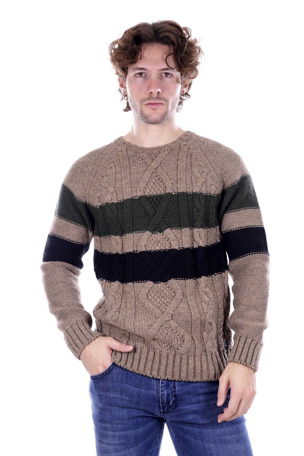 Gianni Lupo Maglione Beige Da Uomo