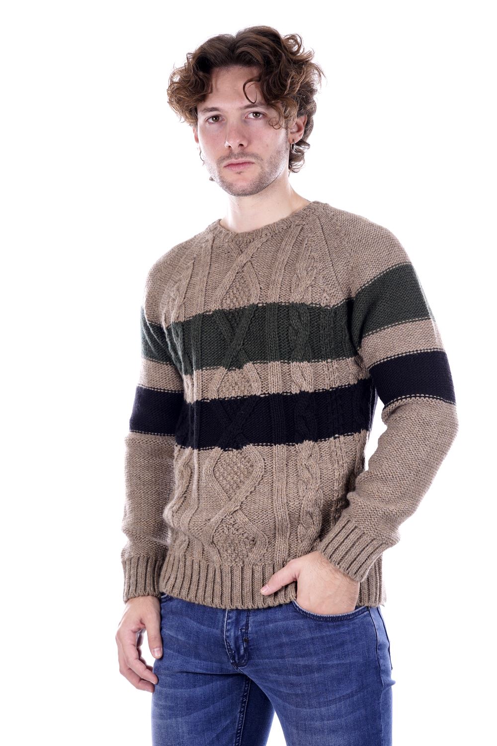 Gianni Lupo Maglione Beige Da Uomo