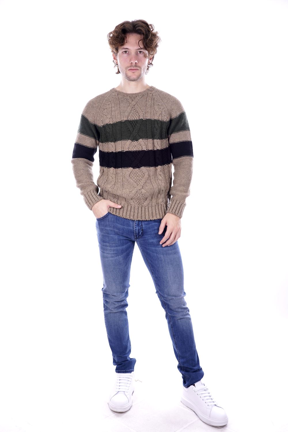 Gianni Lupo Maglione Beige Da Uomo