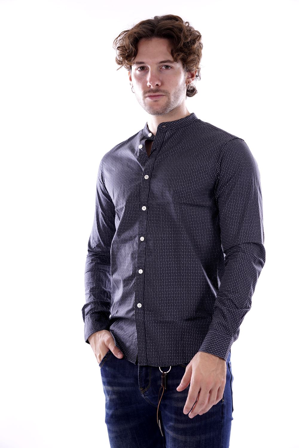 Gianni Lupo Camicia Grigia Da Uomo