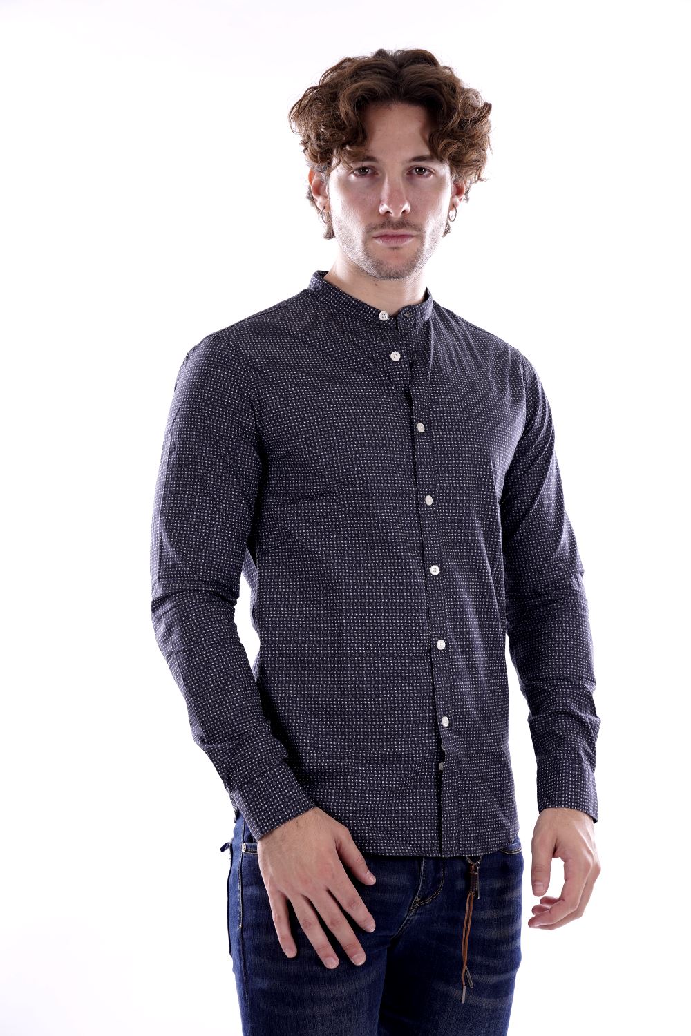 Gianni Lupo Camicia Grigia Da Uomo