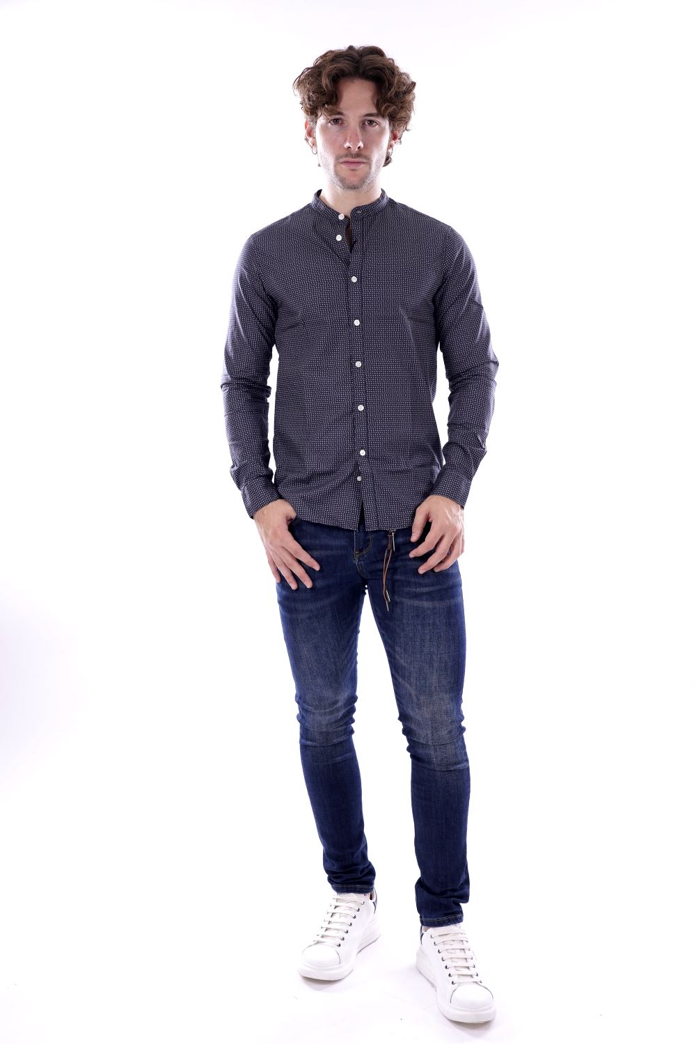 Gianni Lupo Camicia Grigia Da Uomo