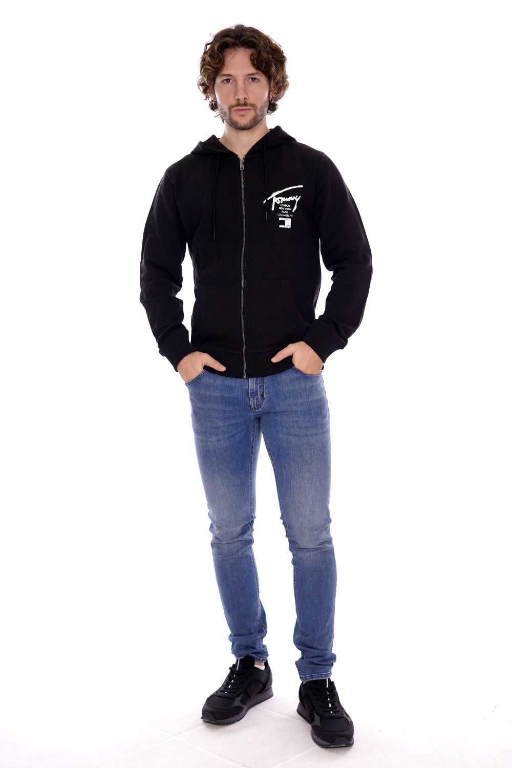 Tommy Hilfiger Felpa Nera Da Uomo