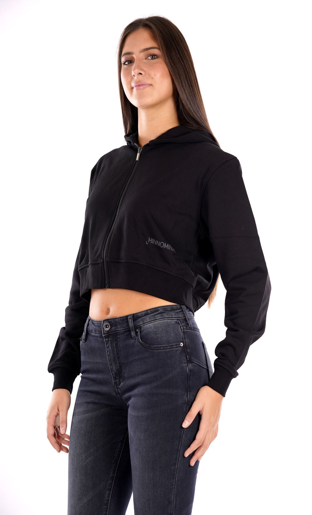 Felpa full zip cappuccio HINNOMINATE da Donna - nero HMABW1023NERO