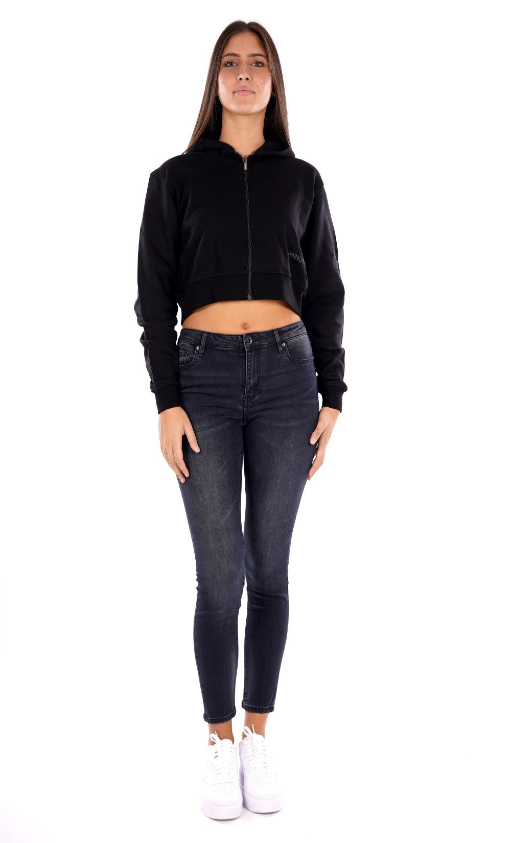 Felpa full zip cappuccio HINNOMINATE da Donna - nero HMABW1023NERO