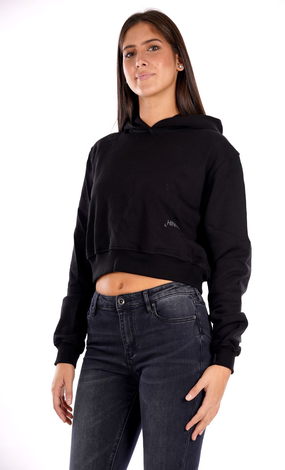 Felpa crop cappuccio HINNOMINATE da Donna - nero HMABW1024NERO