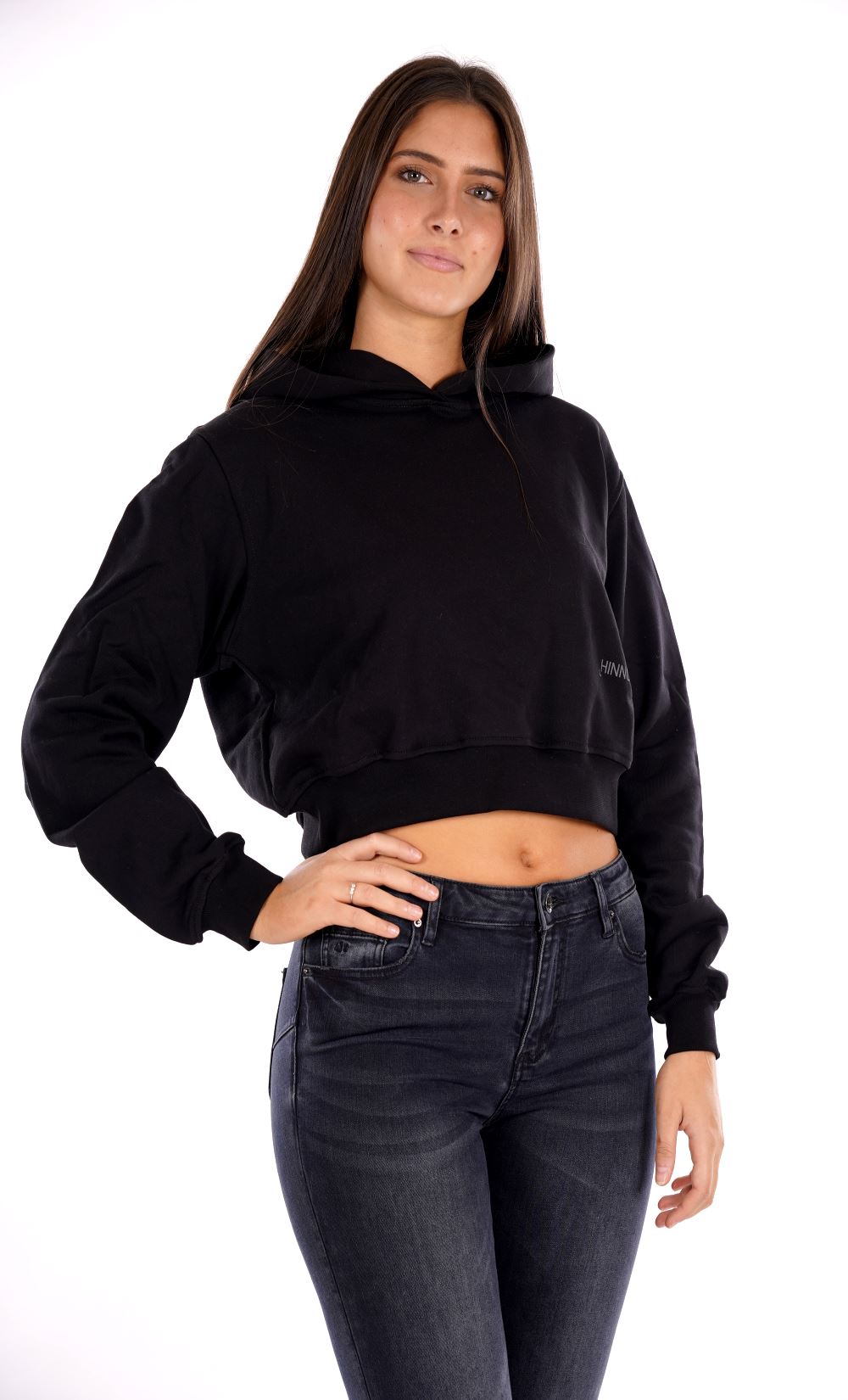 Felpa crop cappuccio HINNOMINATE da Donna - nero HMABW1024NERO