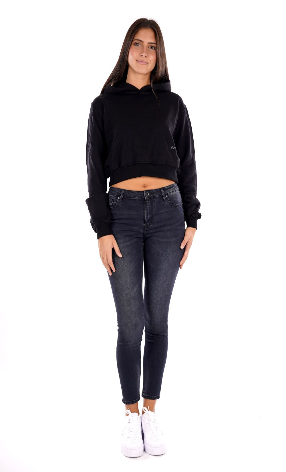Felpa crop cappuccio HINNOMINATE da Donna - nero HMABW1024NERO
