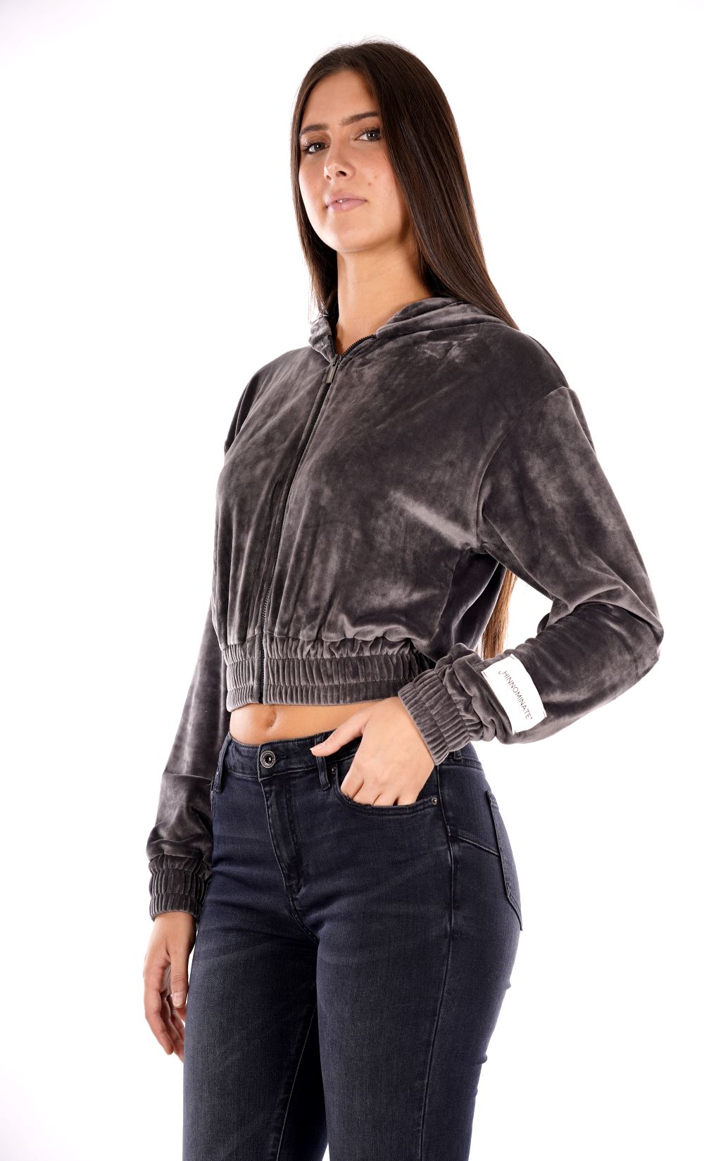 Felpa full zip cappuccio HINNOMINATE da Donna - grigio HMABW1235FERRO