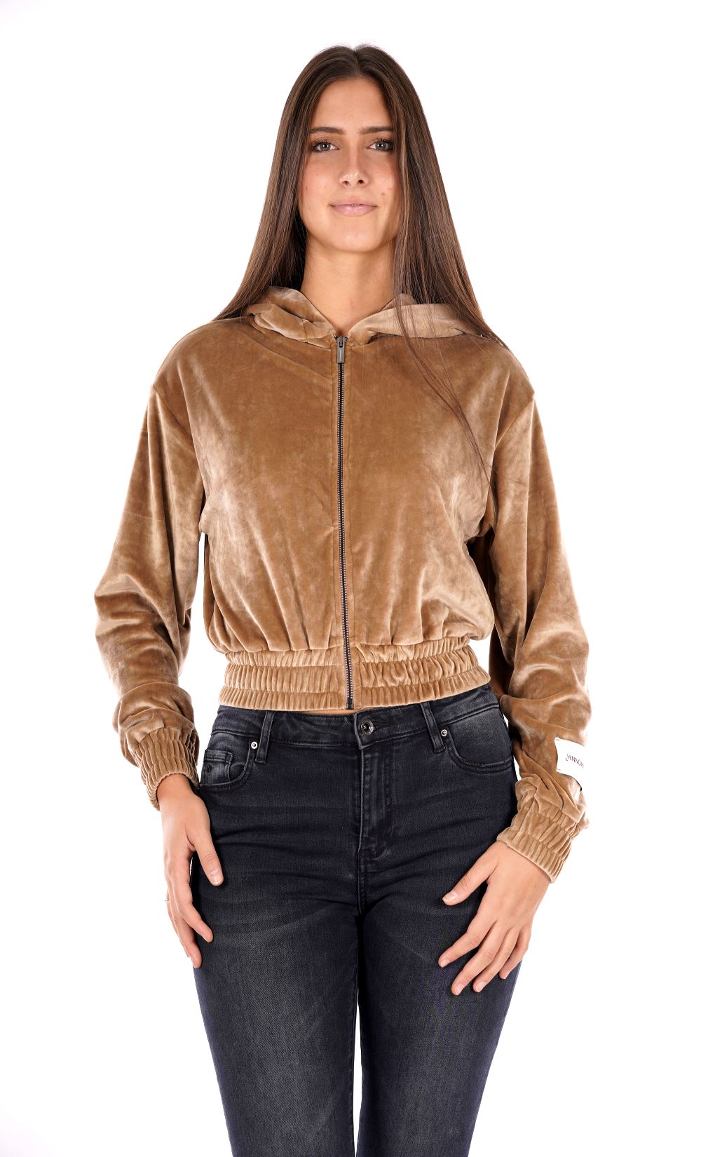 Felpa full zip cappuccio HINNOMINATE da Donna - HMABW1235TORTORA