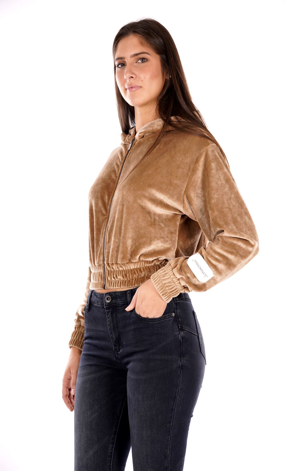Felpa full zip cappuccio HINNOMINATE da Donna - HMABW1235TORTORA
