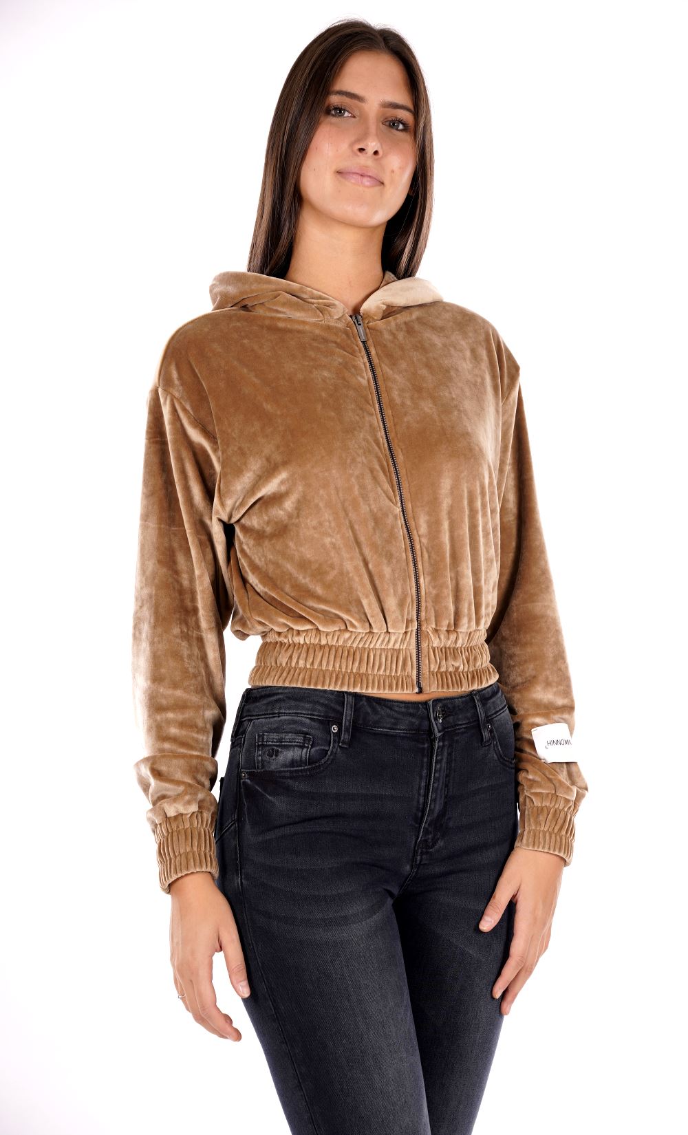 Felpa full zip cappuccio HINNOMINATE da Donna - HMABW1235TORTORA