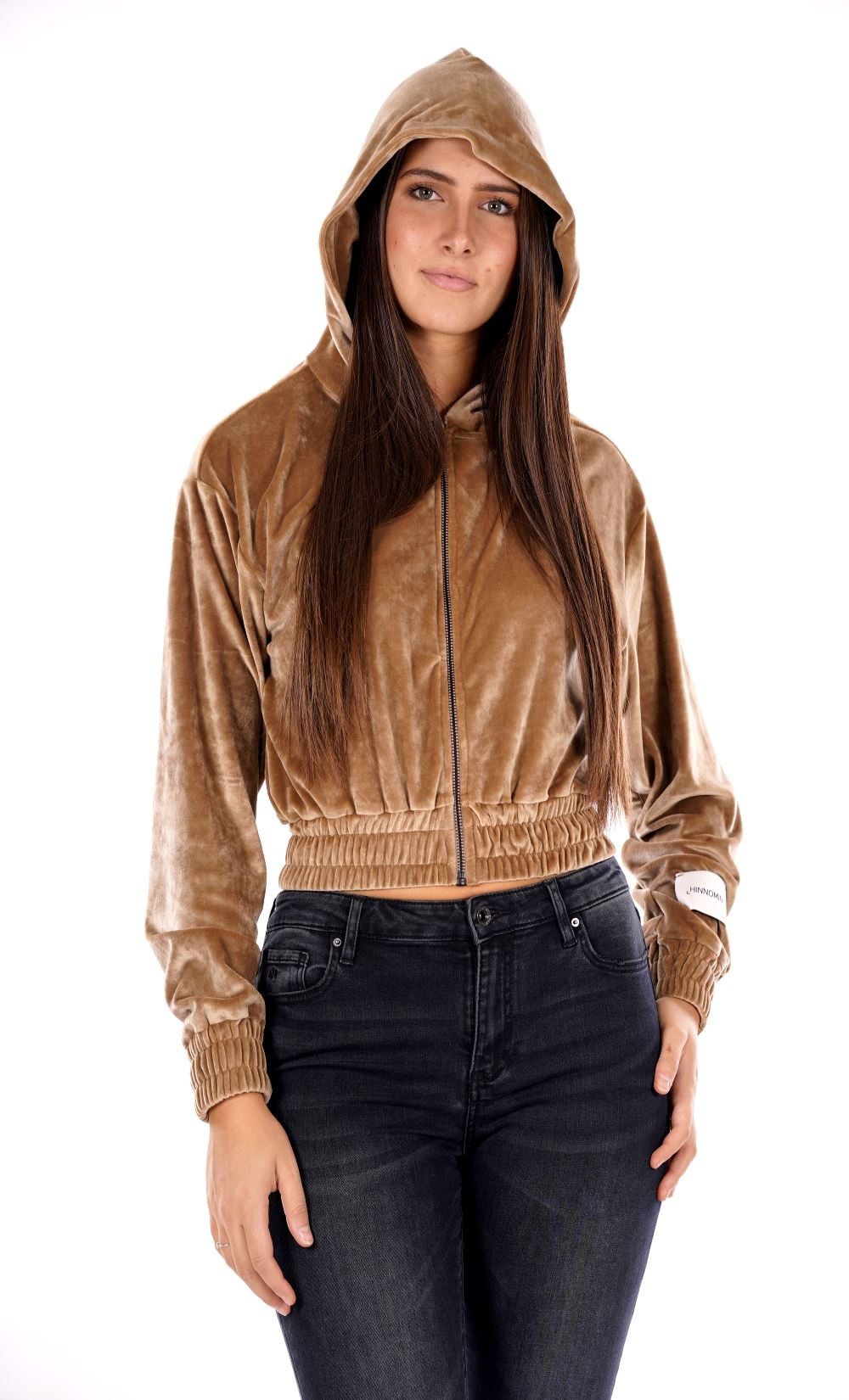 Felpa full zip cappuccio HINNOMINATE da Donna - HMABW1235TORTORA