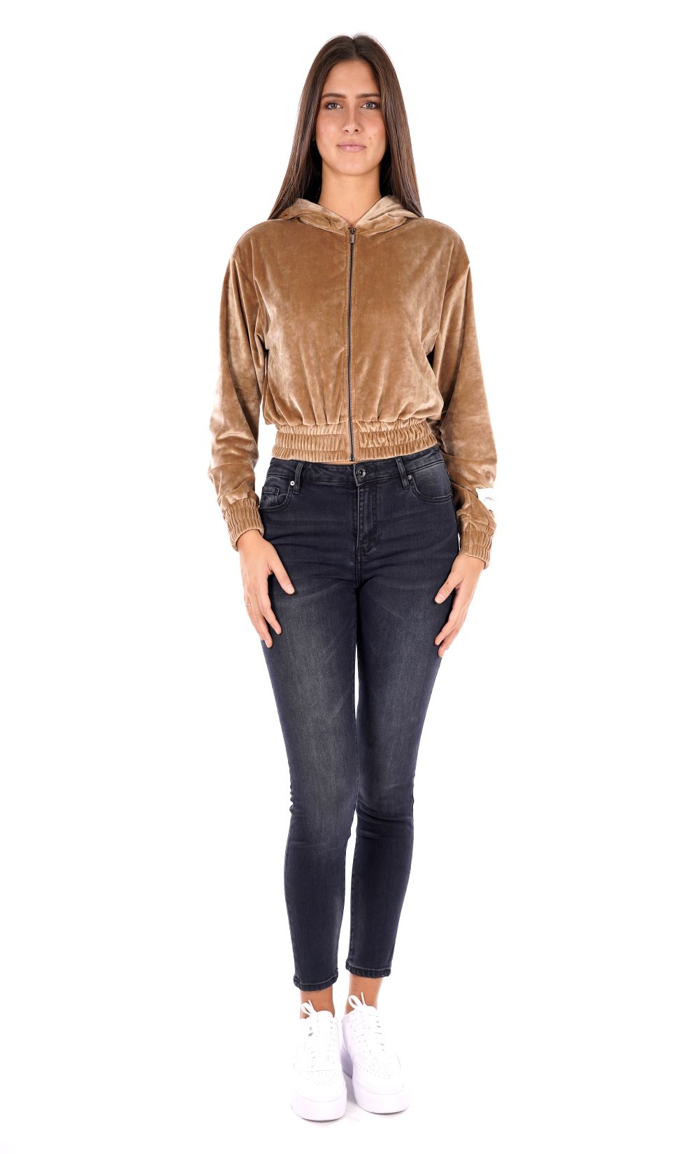 Felpa full zip cappuccio HINNOMINATE da Donna - HMABW1235TORTORA