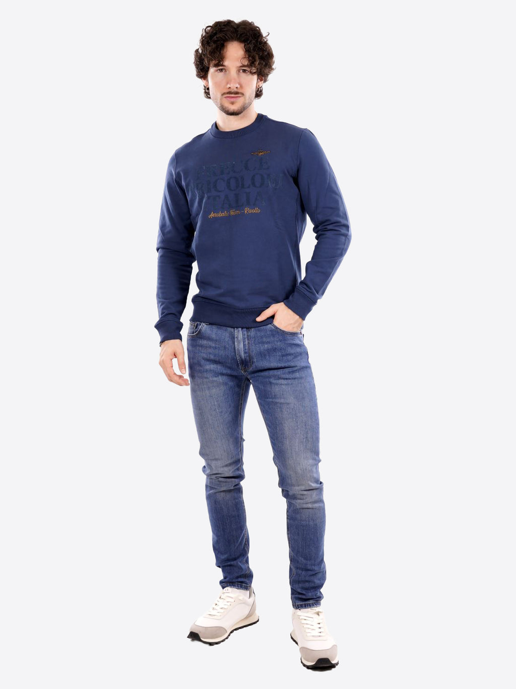 Felpa AERONAUTICA MILITARE da Uomo - blu FE205621315 BLUAVIO