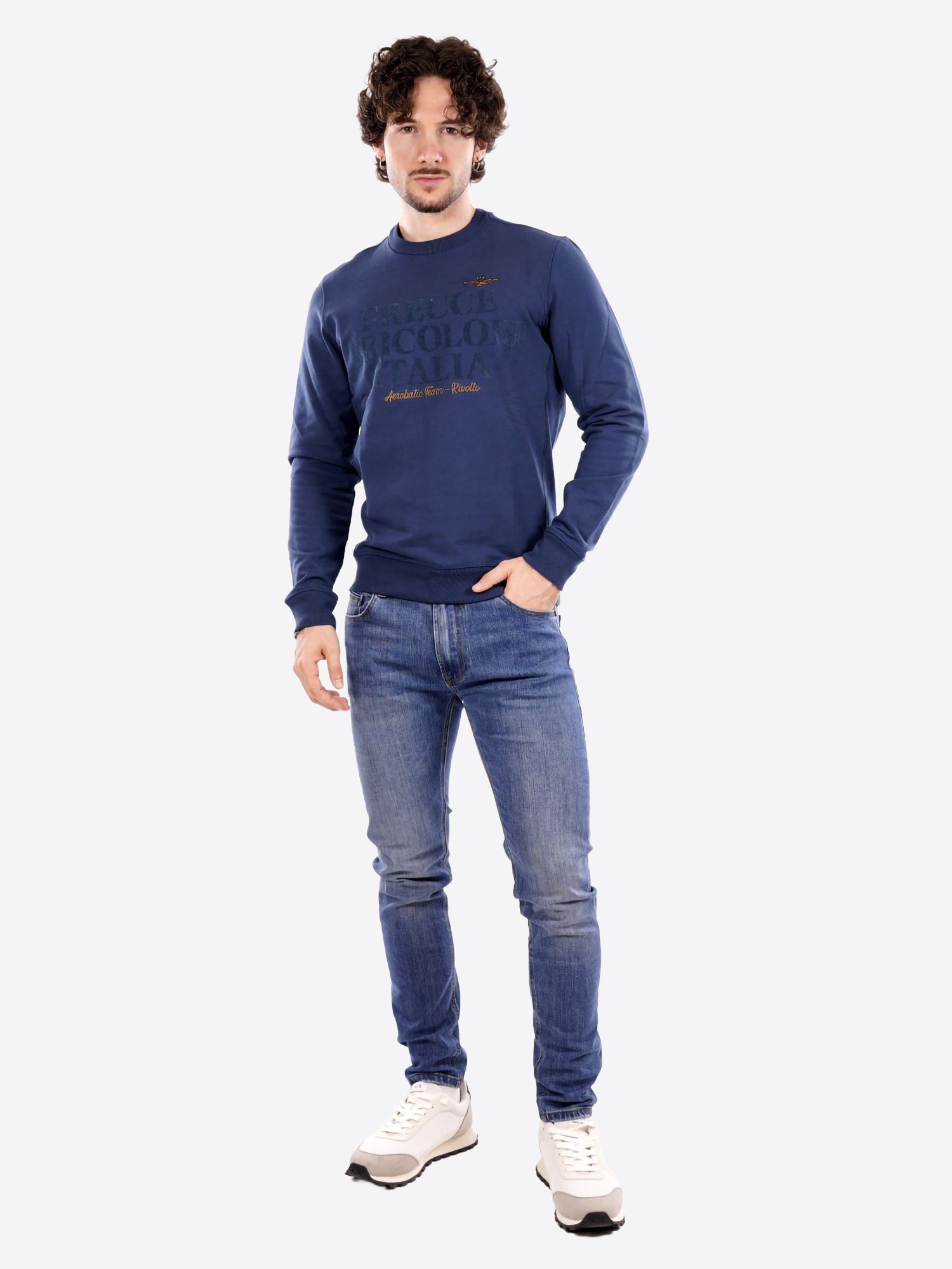 Felpa AERONAUTICA MILITARE da Uomo - blu FE205621315 BLUAVIO