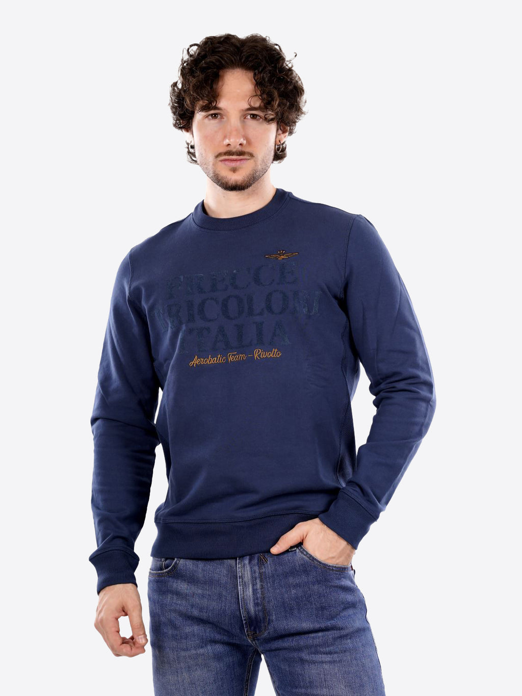 Felpa AERONAUTICA MILITARE da Uomo - blu FE205621315 BLUAVIO