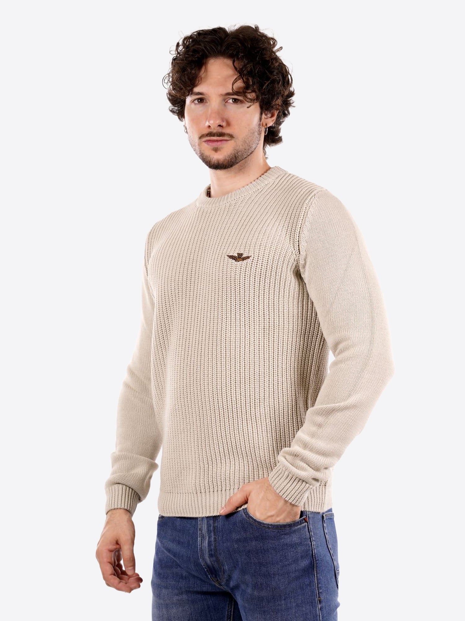 Maglione girocollo AERONAUTICA MILITARE da Uomo - bianco MA157140973104 OFFWHITE