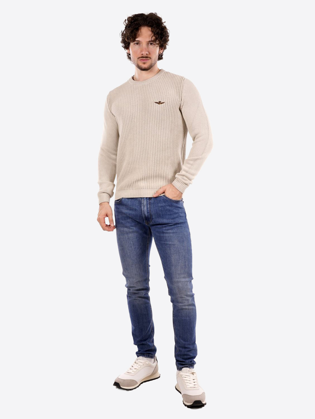 Maglione girocollo AERONAUTICA MILITARE da Uomo - bianco MA157140973104 OFFWHITE