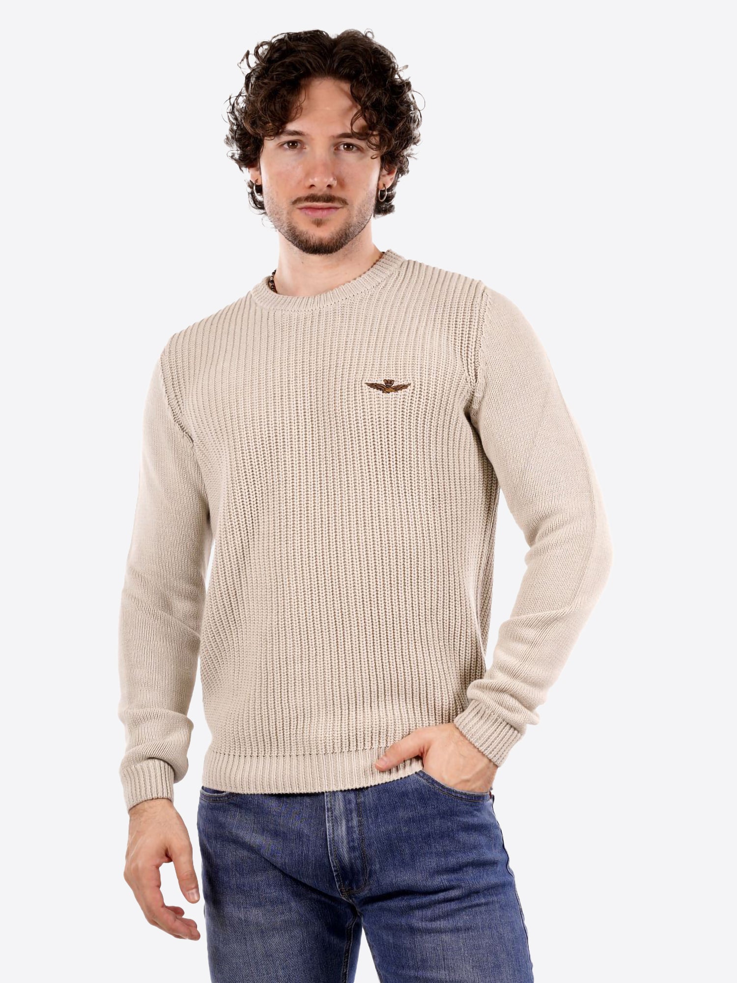 Maglione girocollo AERONAUTICA MILITARE da Uomo - bianco MA157140973104 OFFWHITE
