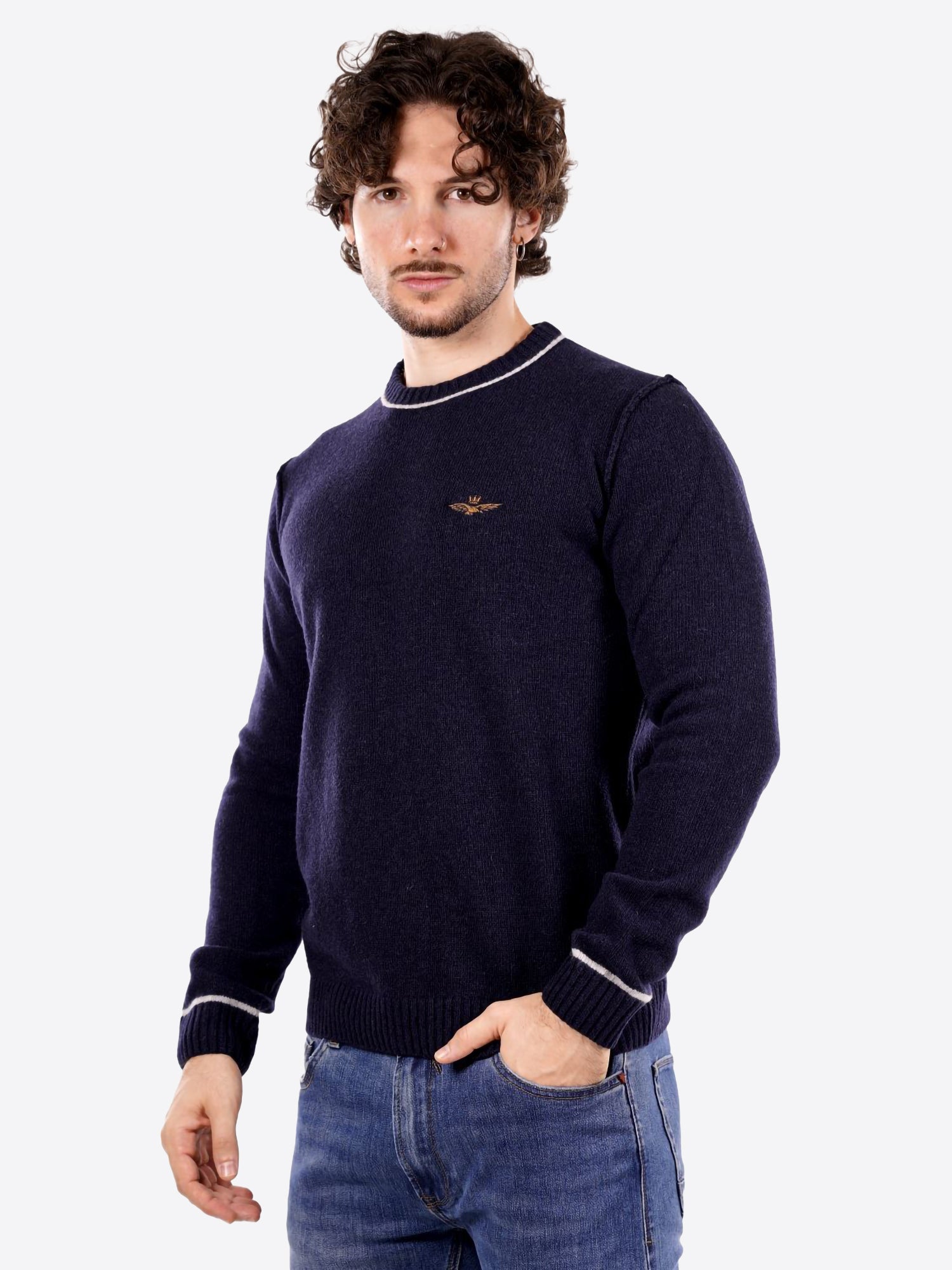 Maglione girocollo AERONAUTICA MILITARE da Uomo - blu MA160808184 BLU