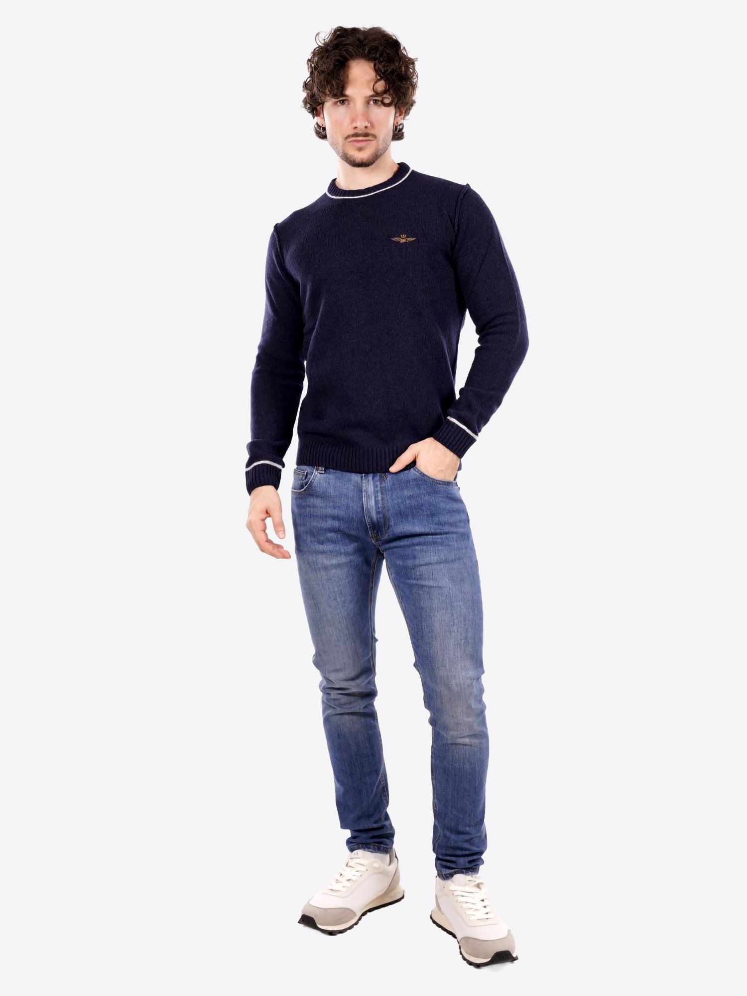 Maglione girocollo AERONAUTICA MILITARE da Uomo - blu MA160808184 BLU