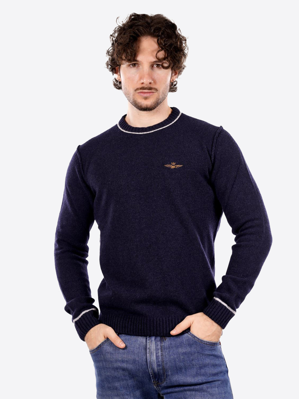 Maglione girocollo AERONAUTICA MILITARE da Uomo - blu MA160808184 BLU