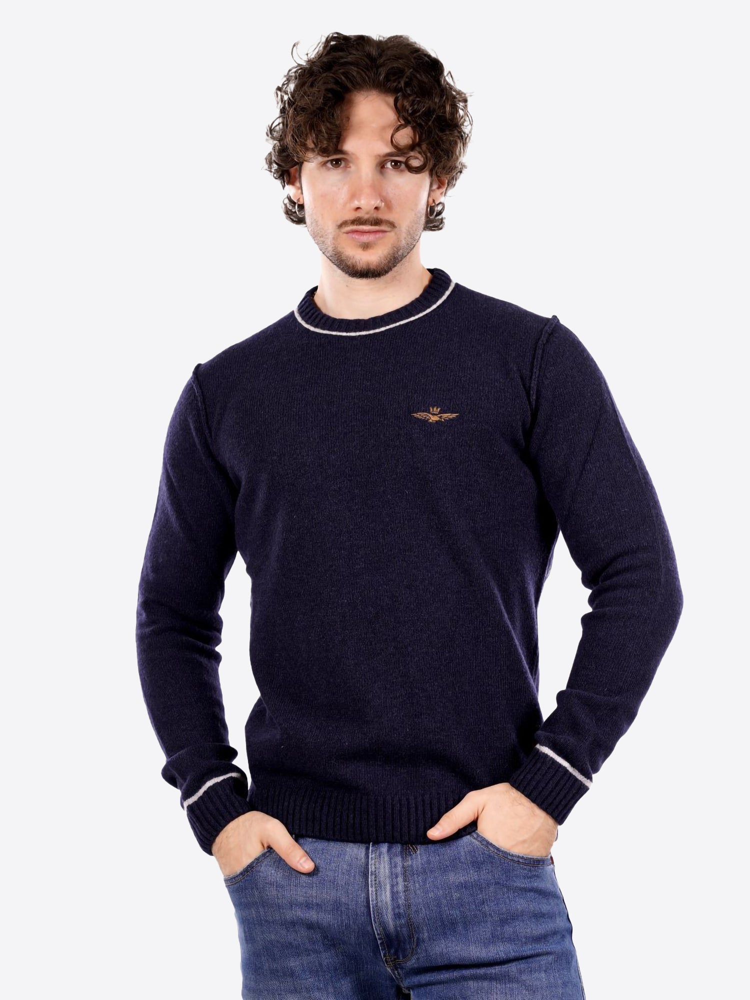 Maglione girocollo AERONAUTICA MILITARE da Uomo - blu MA160808184 BLU