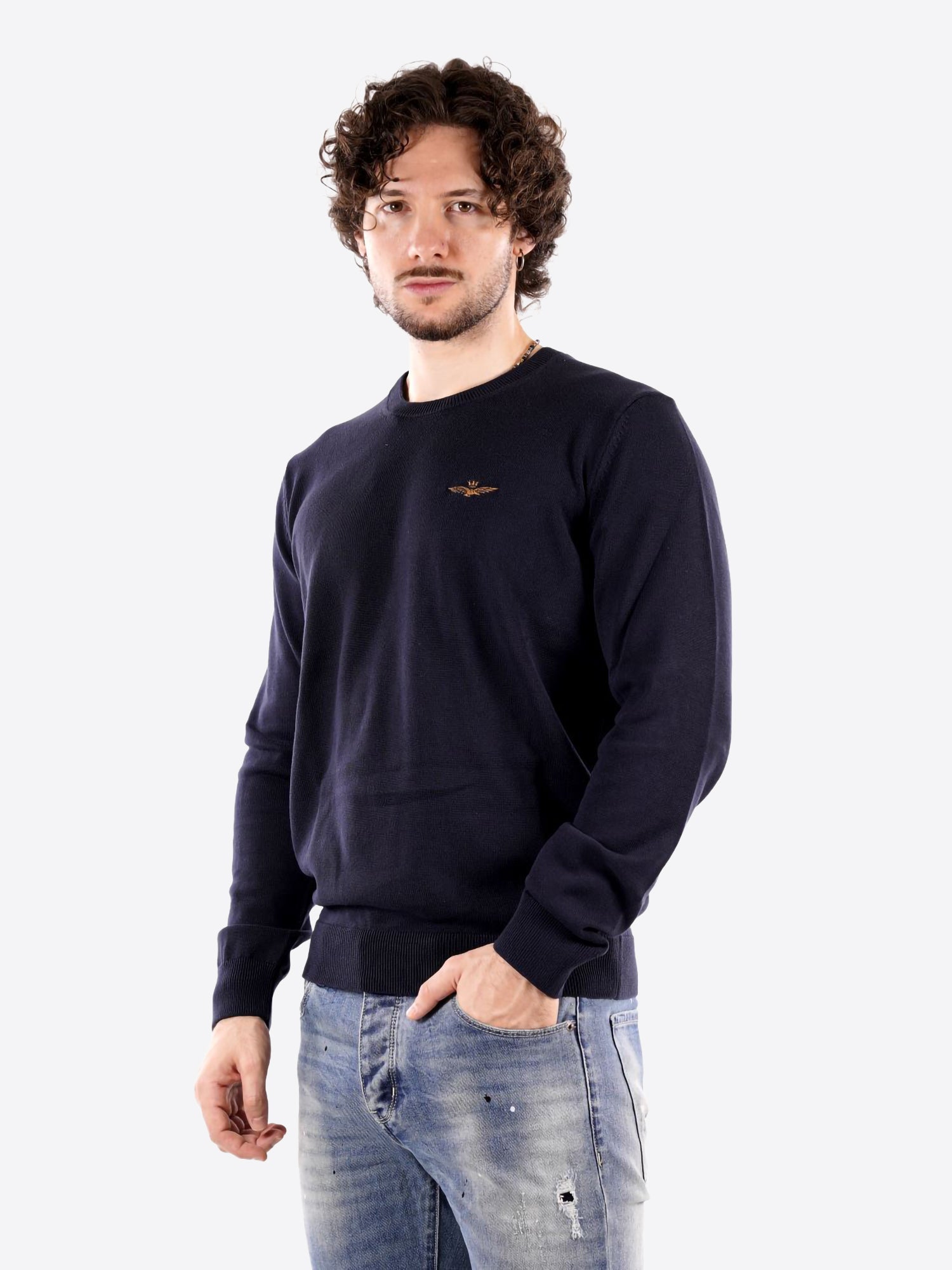 Maglione girocollo AERONAUTICA MILITARE da Uomo - blu MA161108184 BLU