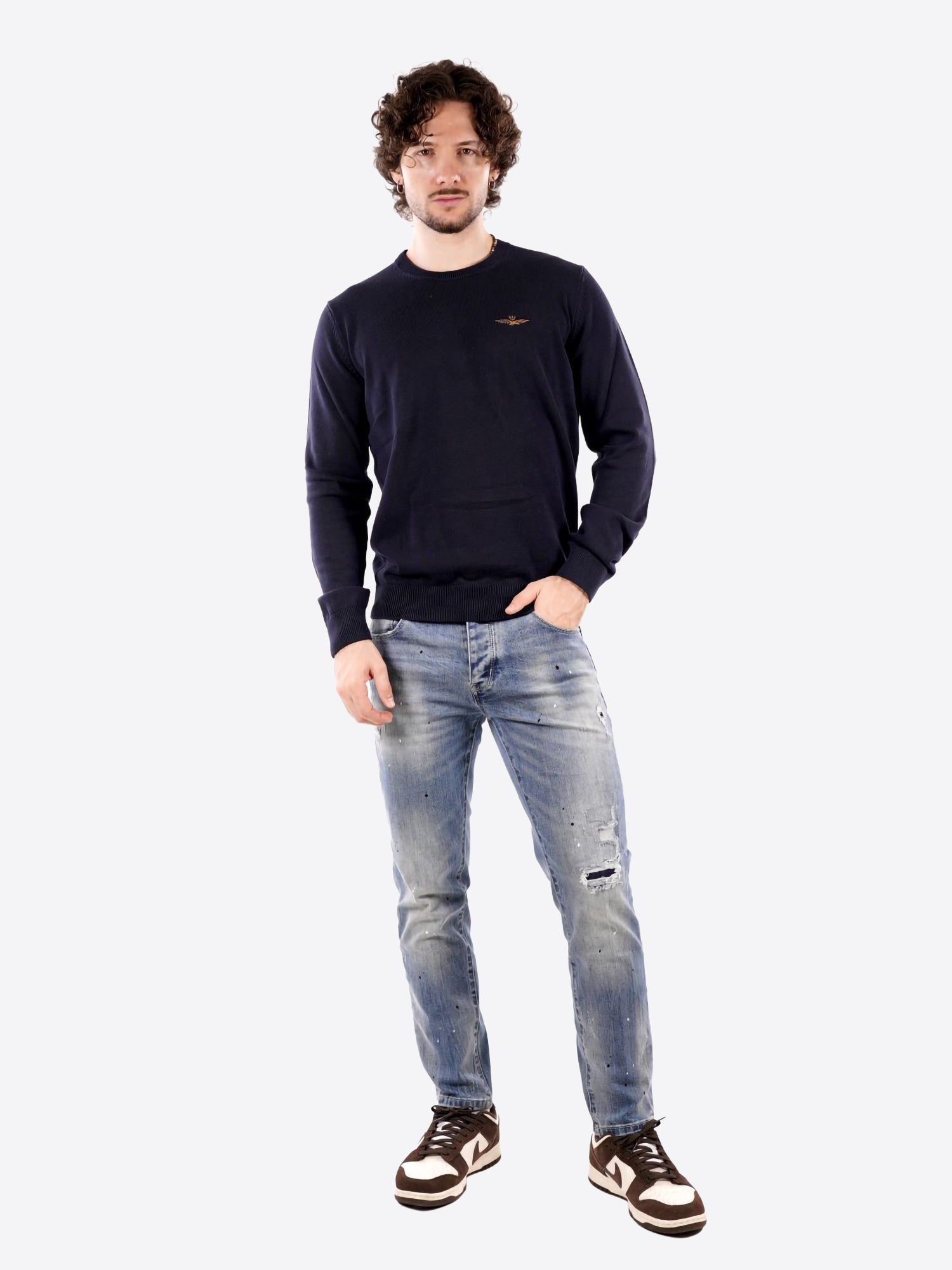 Maglione girocollo AERONAUTICA MILITARE da Uomo - blu MA161108184 BLU