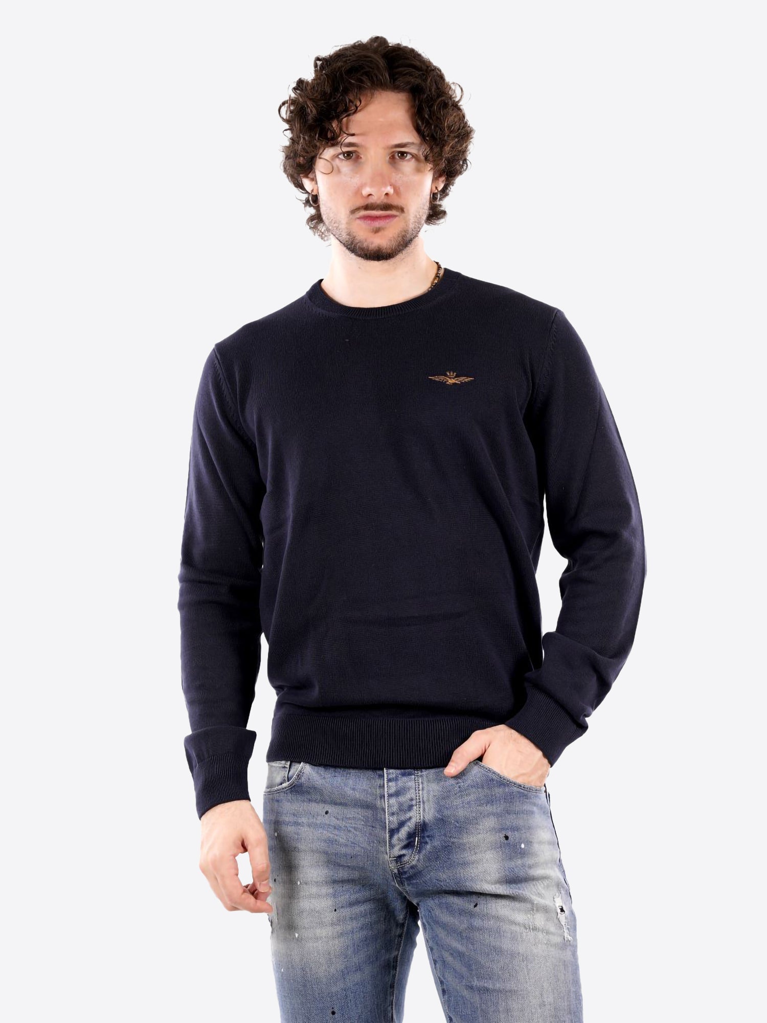 Maglione girocollo AERONAUTICA MILITARE da Uomo - blu MA161108184 BLU