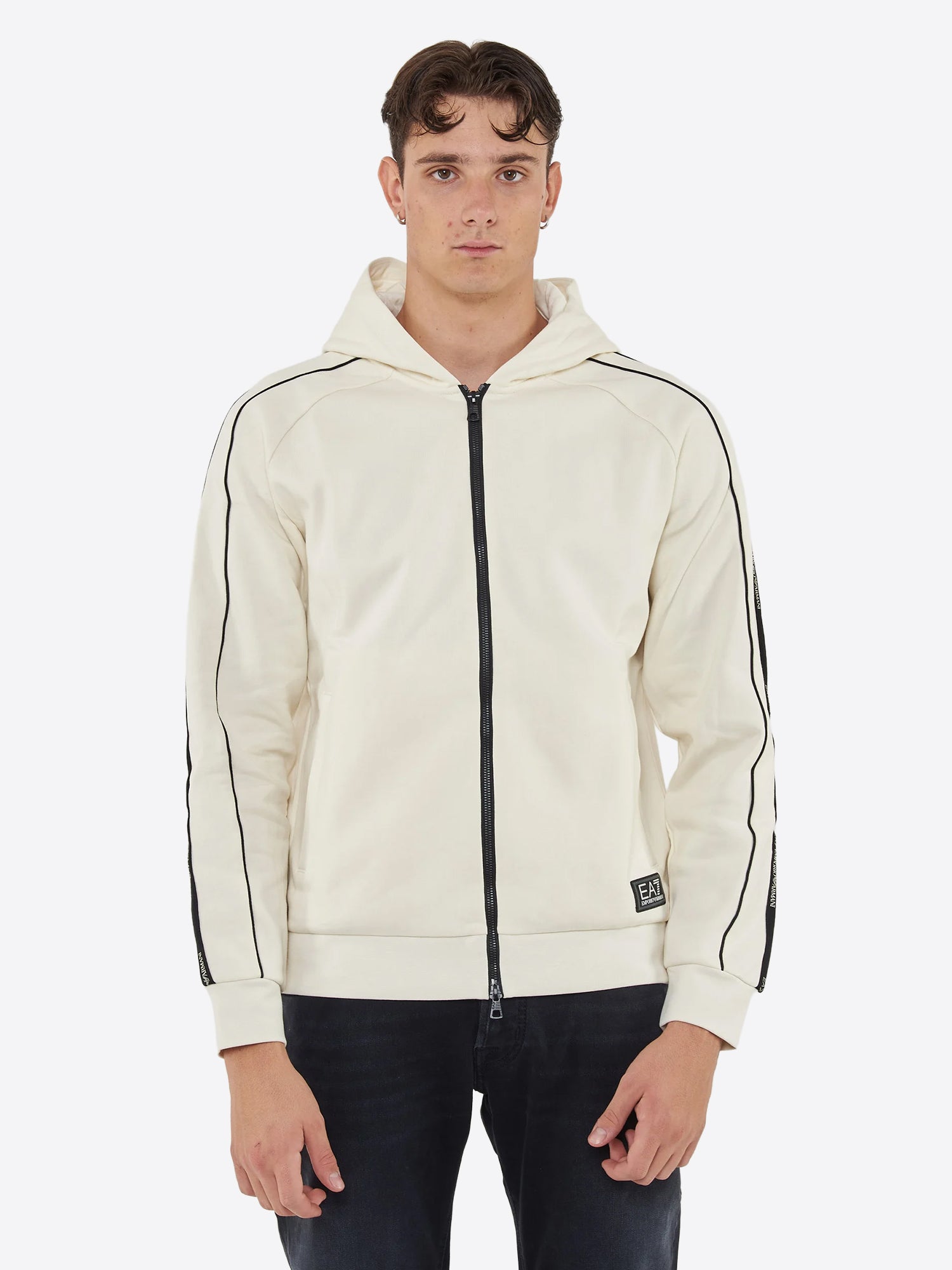 Felpa full zip cappuccio EA7 da Uomo - bianco 7M000973U1105 PANNA