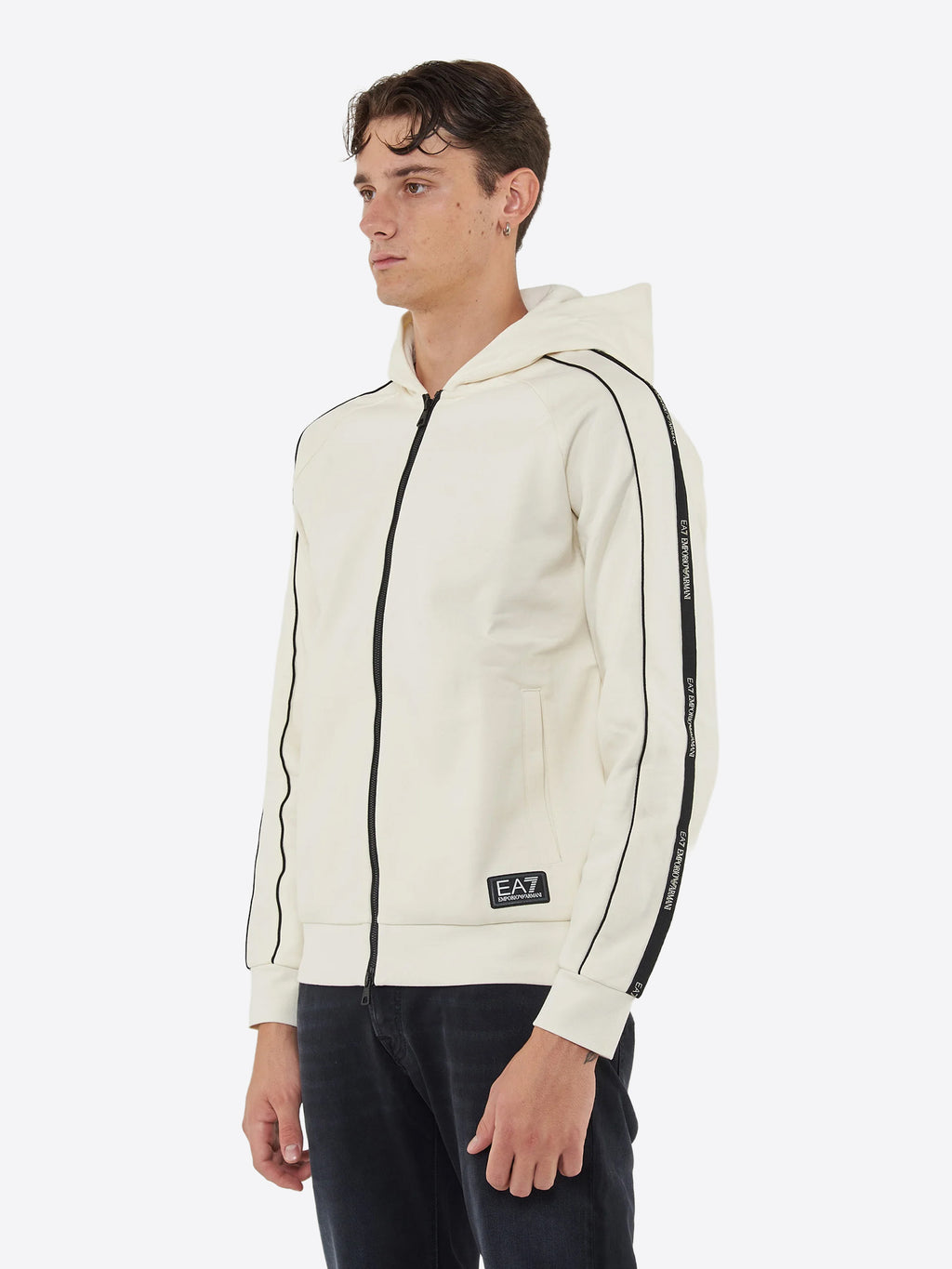 Felpa full zip cappuccio EA7 da Uomo - bianco 7M000973U1105 PANNA