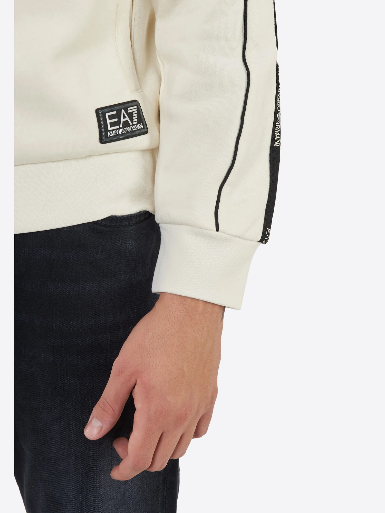 Felpa full zip cappuccio EA7 da Uomo - bianco 7M000973U1105 PANNA