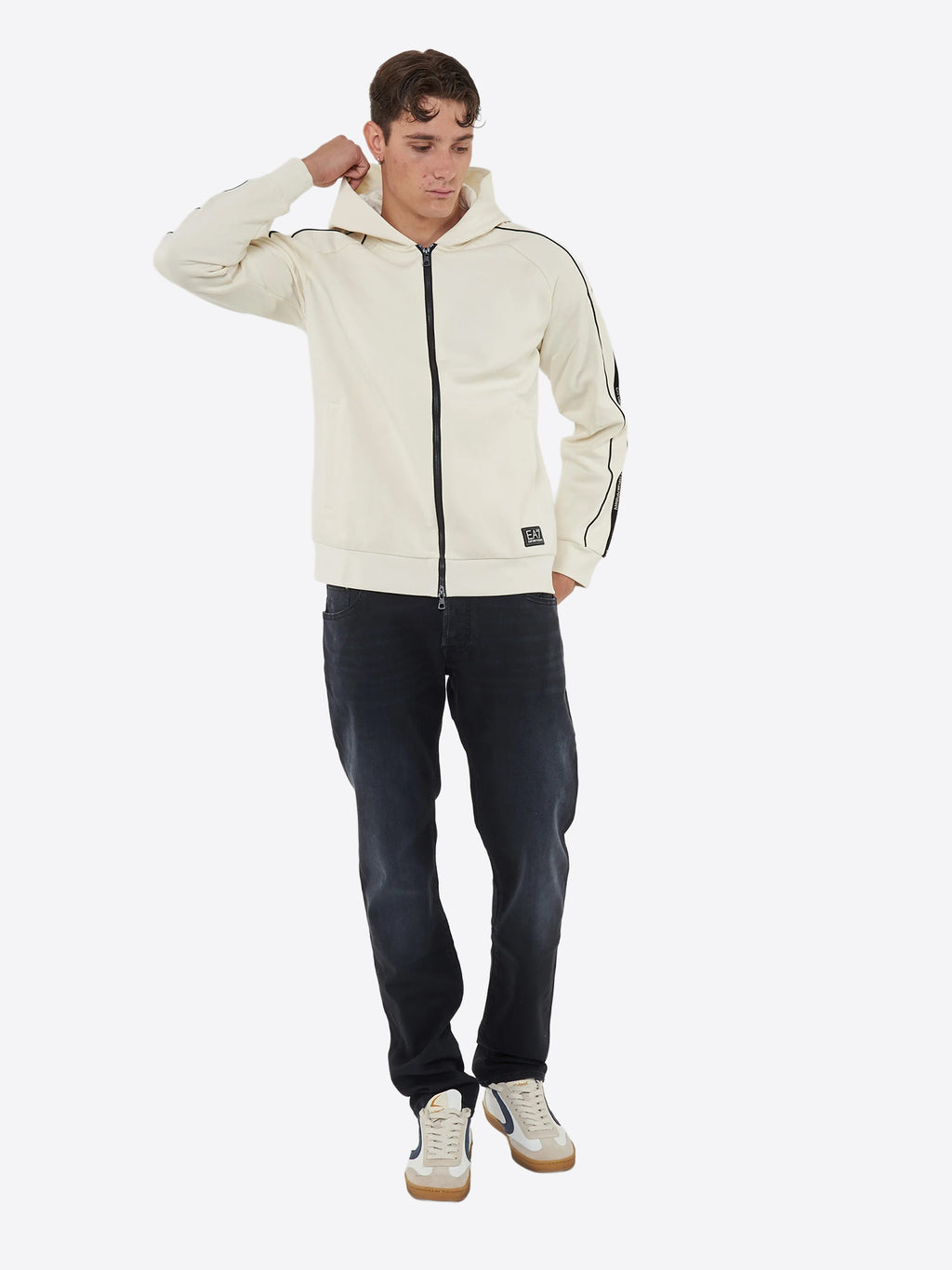 Felpa full zip cappuccio EA7 da Uomo - bianco 7M000973U1105 PANNA