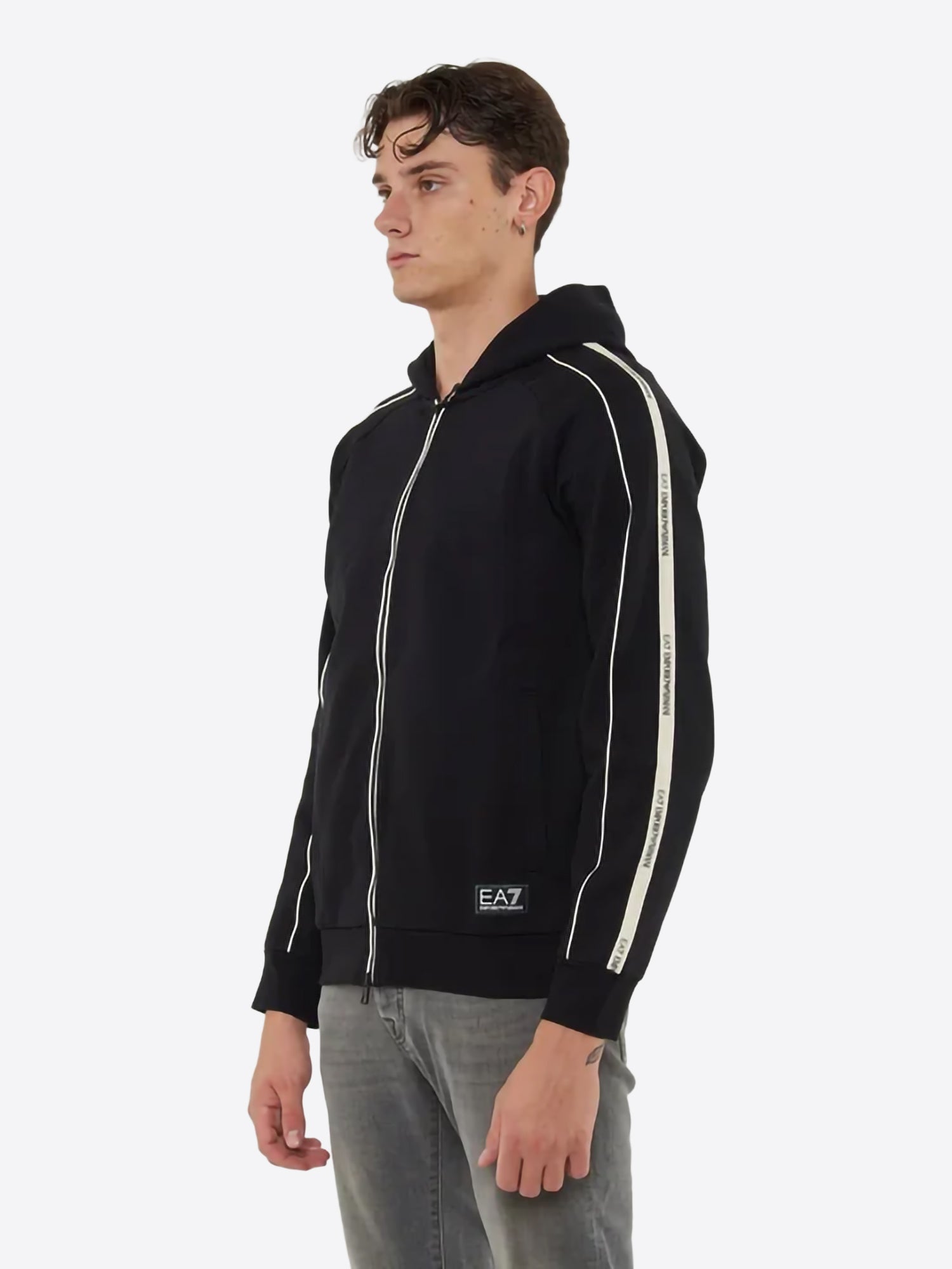 Felpa full zip cappuccio EA7 da Uomo - nero 7M000973UC001 NERO