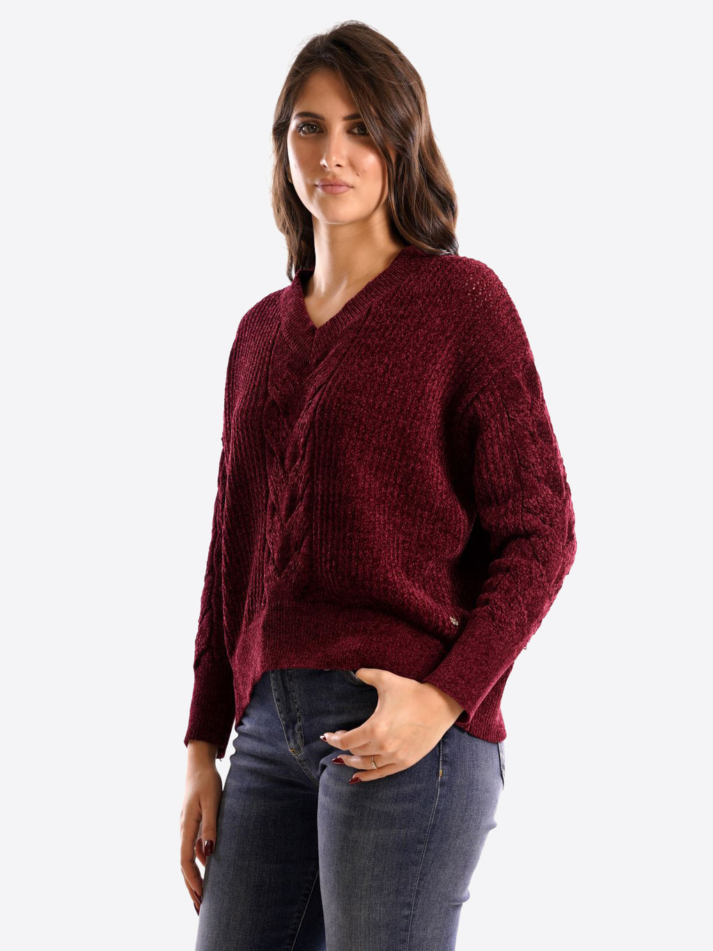 Maglia FRESH FLOWER da Donna - rosso FF718BORDEAUX