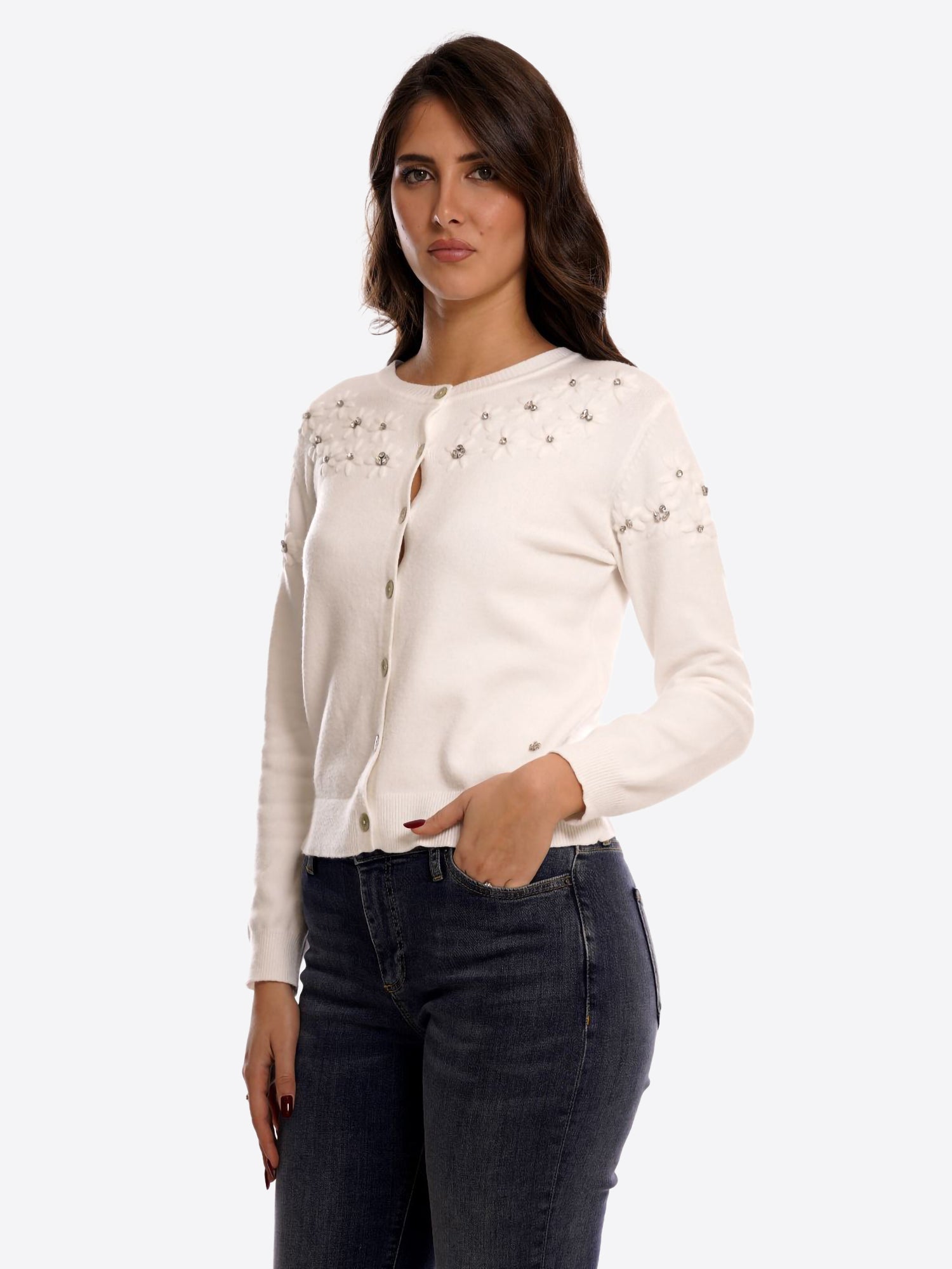 Cardigan FRESH FLOWER da Donna - bianco FF738PANNA