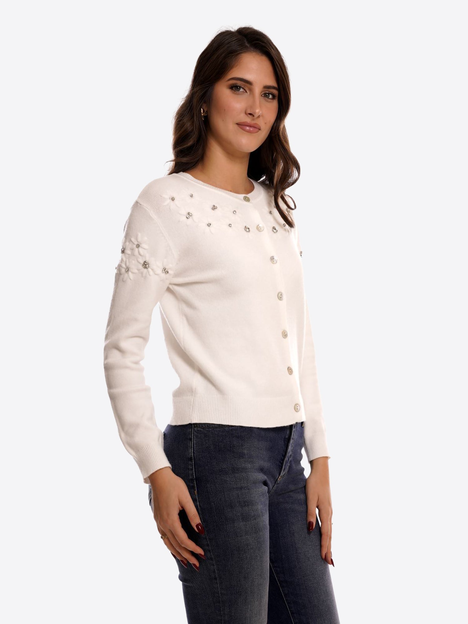 Cardigan FRESH FLOWER da Donna - bianco FF738PANNA