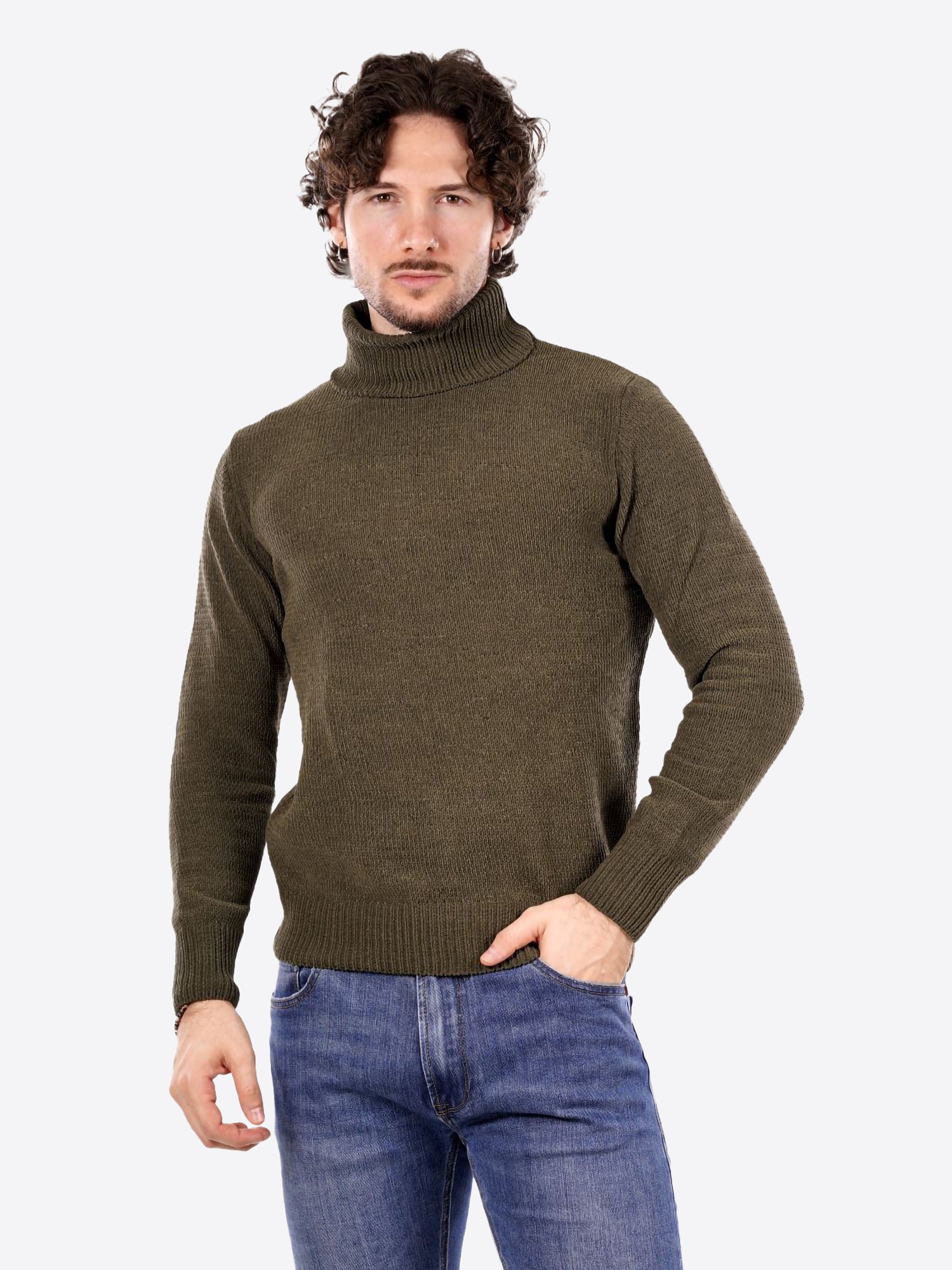 Maglione GIANNI LUPO da Uomo - verde GL536-F25MILITARY