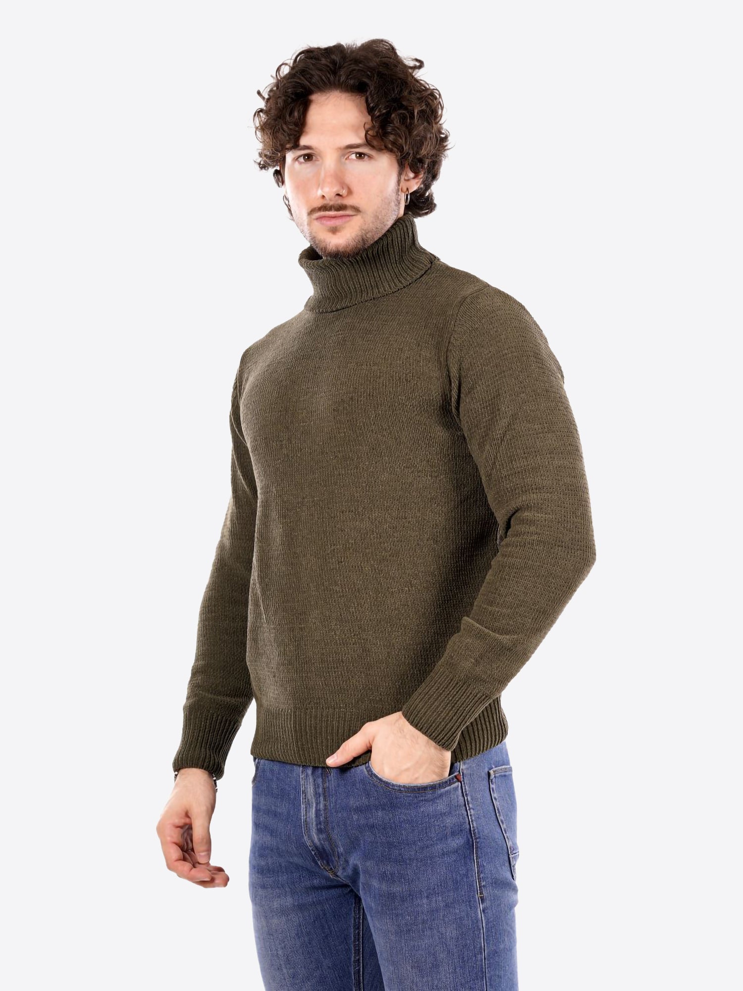Maglione GIANNI LUPO da Uomo - verde GL536-F25MILITARY