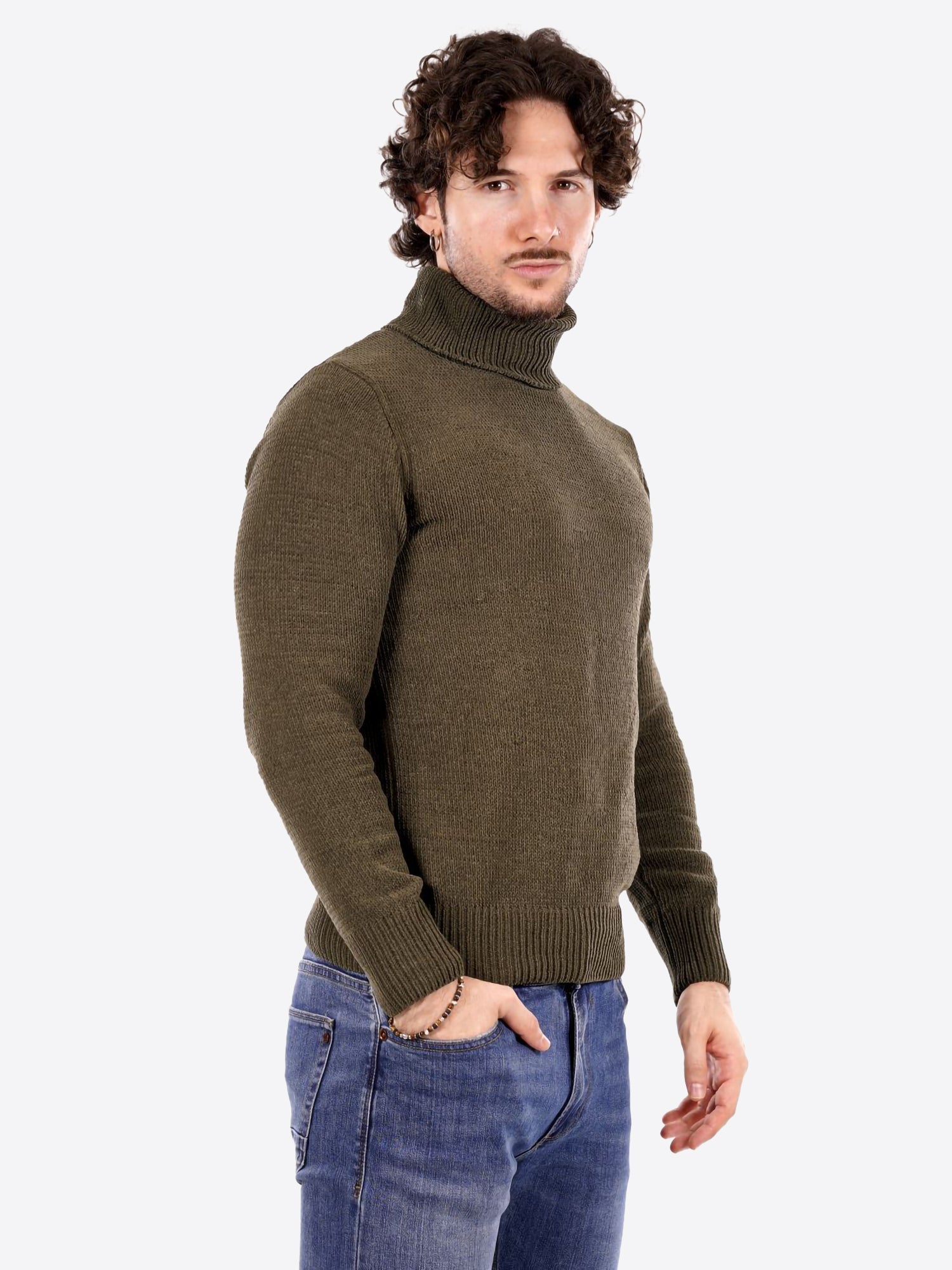 Maglione GIANNI LUPO da Uomo - verde GL536-F25MILITARY