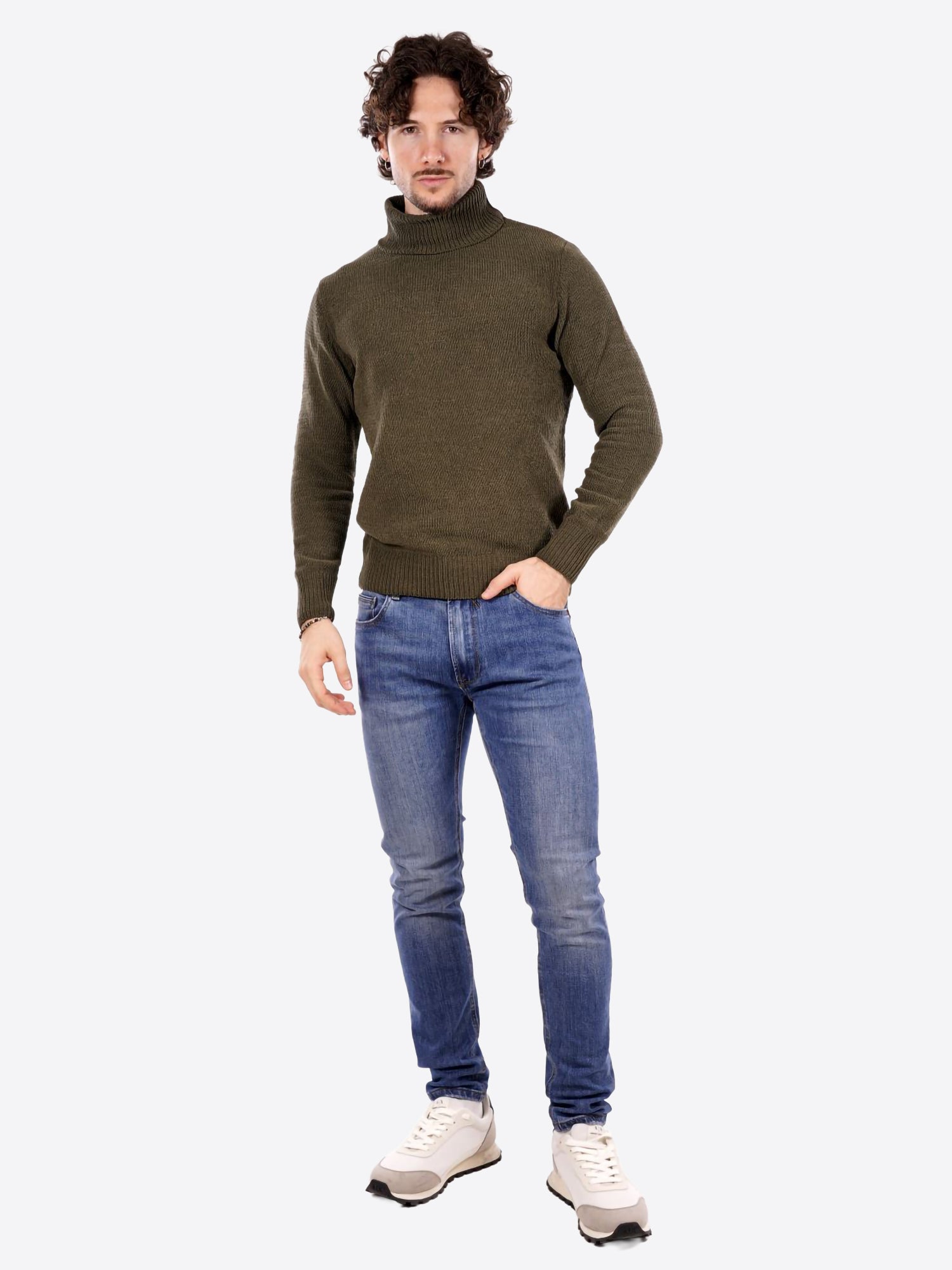 Maglione GIANNI LUPO da Uomo - verde GL536-F25MILITARY
