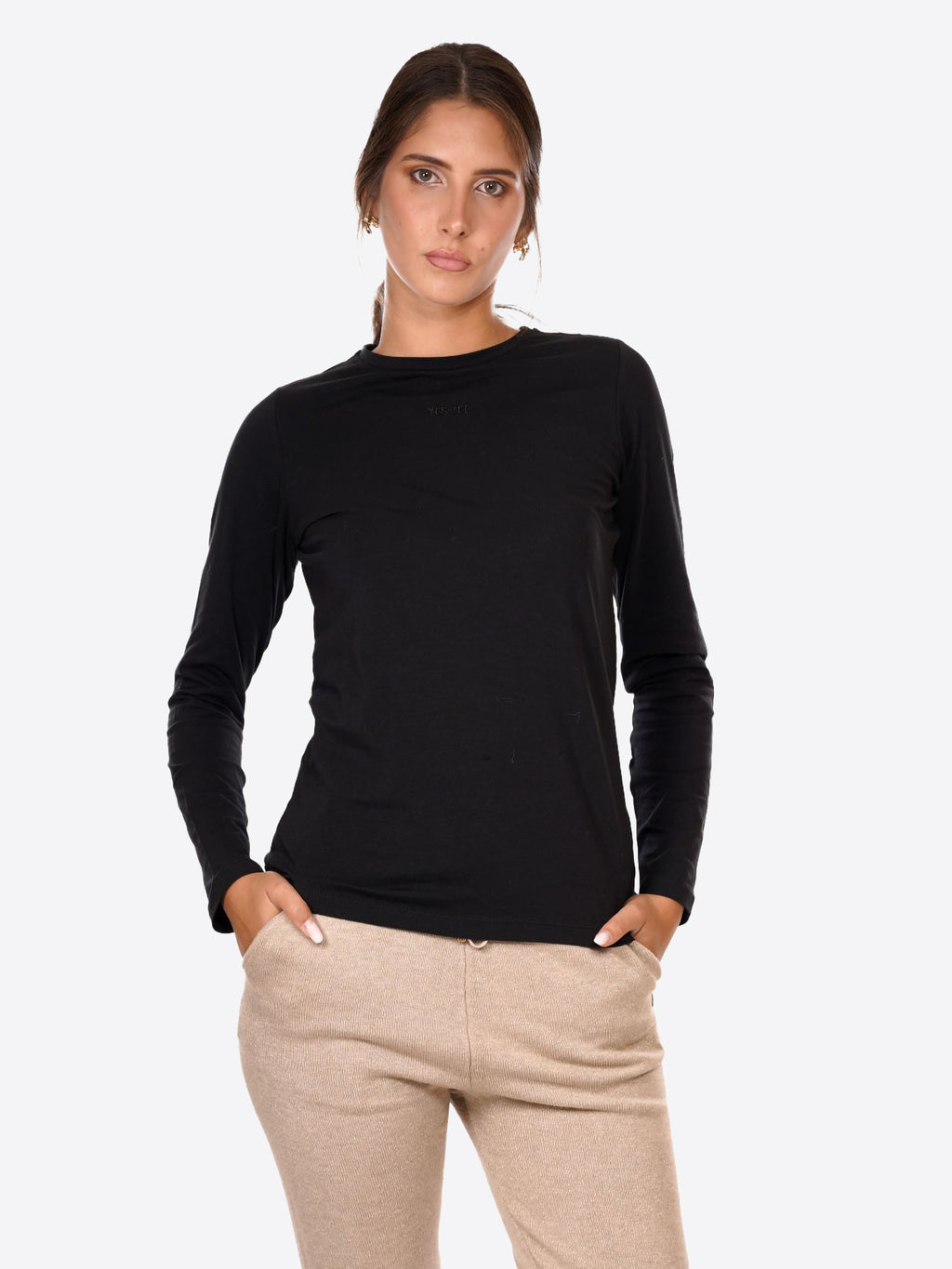 Long-shirt YES-ZEE da Donna - nero T034S700801