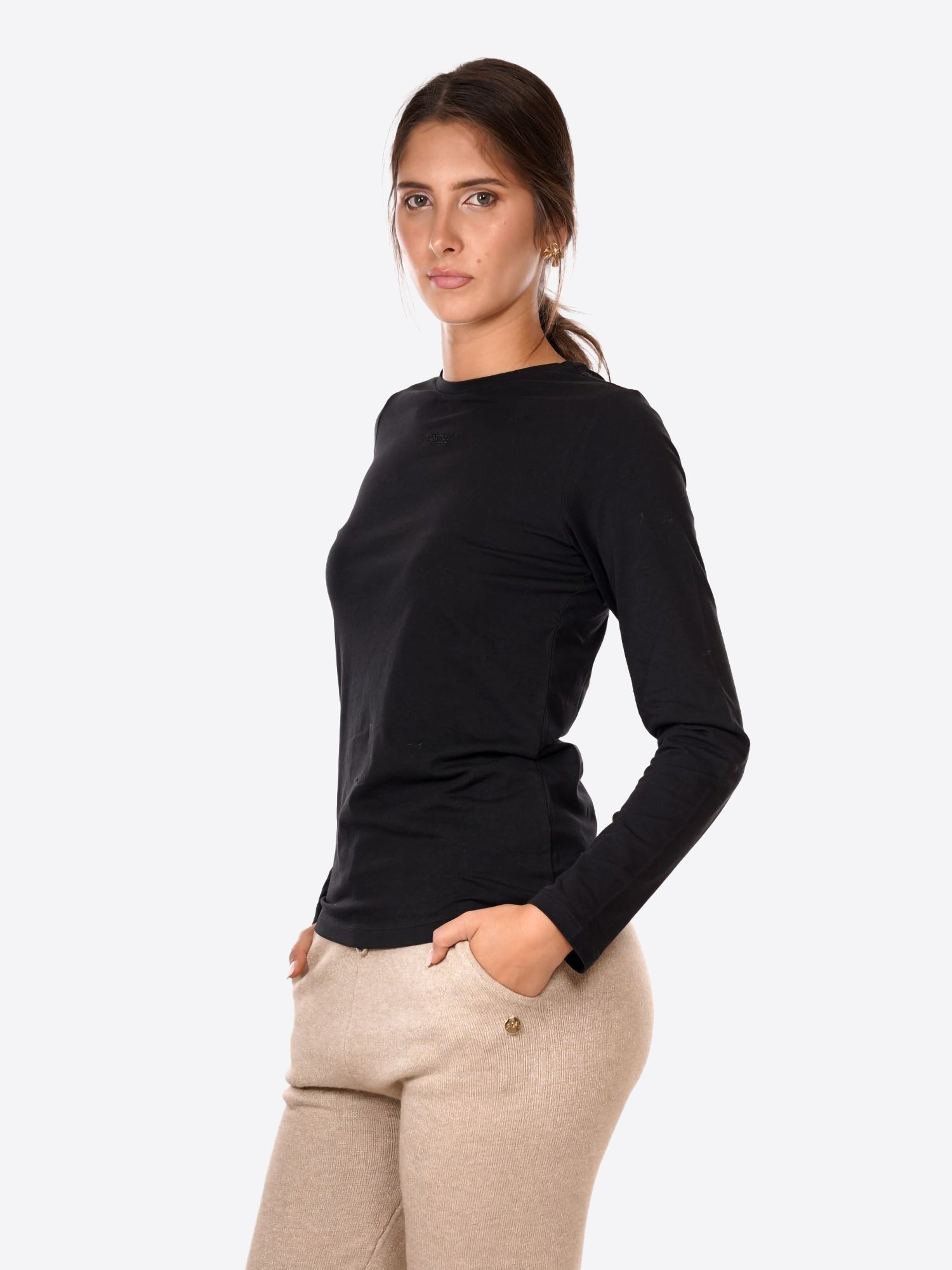 Long-shirt YES-ZEE da Donna - nero T034S700801