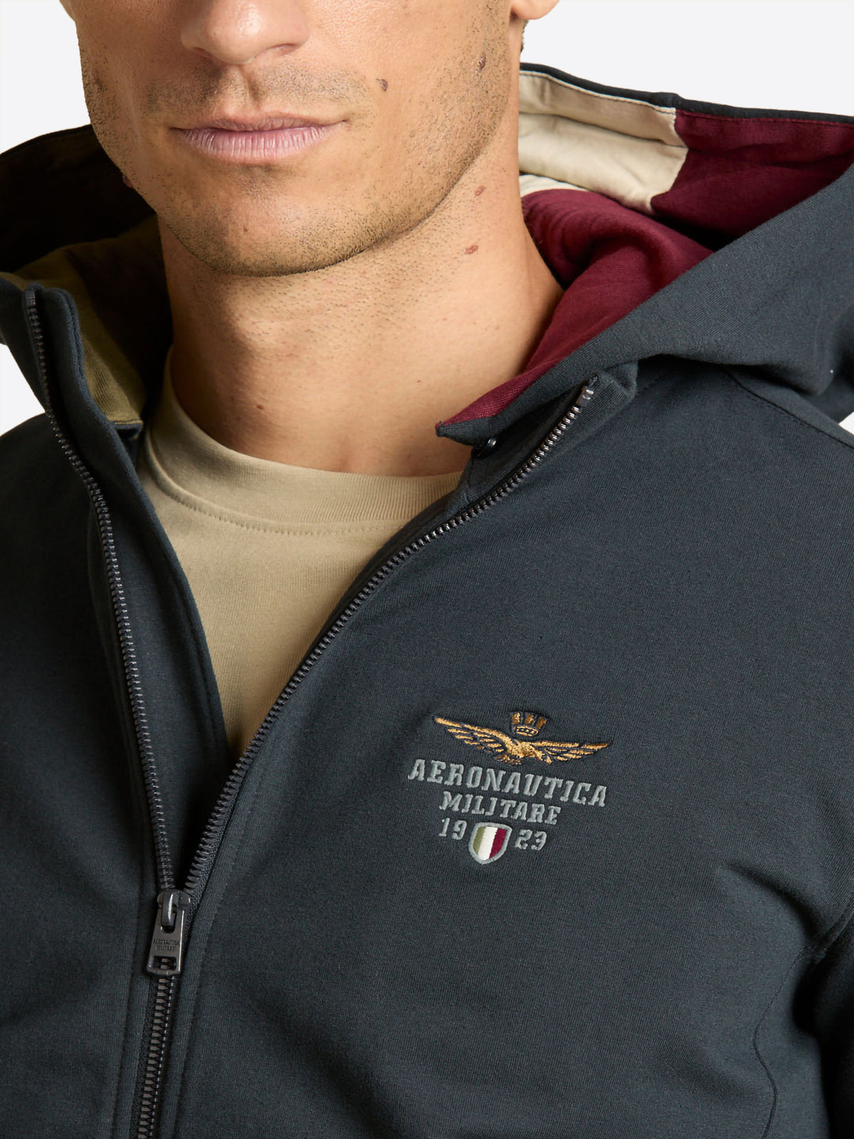 Felpa full zip cappuccio AERONAUTICA MILITARE da Uomo - blu FE209708184 BLU