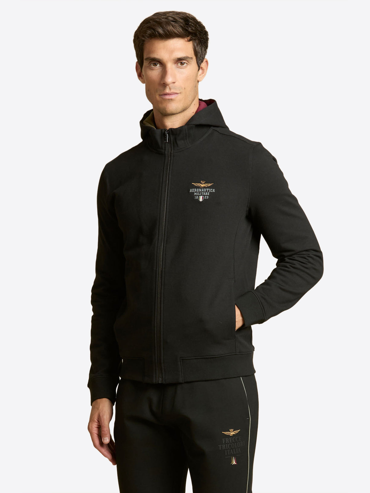 Felpa full zip cappuccio AERONAUTICA MILITARE da Uomo - nero FE209734300 NERO