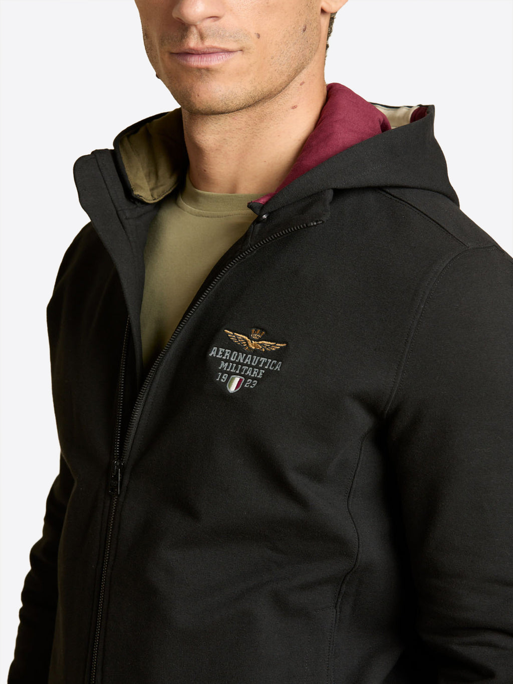 Felpa full zip cappuccio AERONAUTICA MILITARE da Uomo - nero FE209734300 NERO