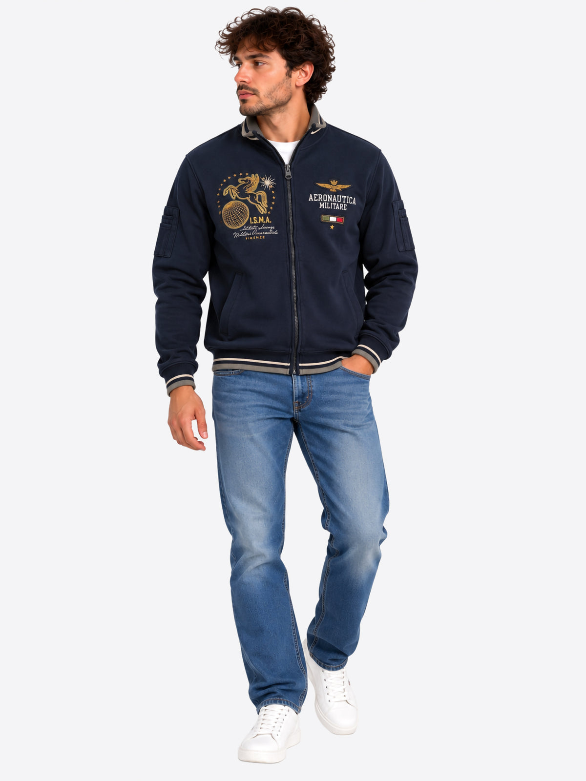 Felpa Full Zip AERONAUTICA MILITARE da Uomo -FE213408184 BLU
